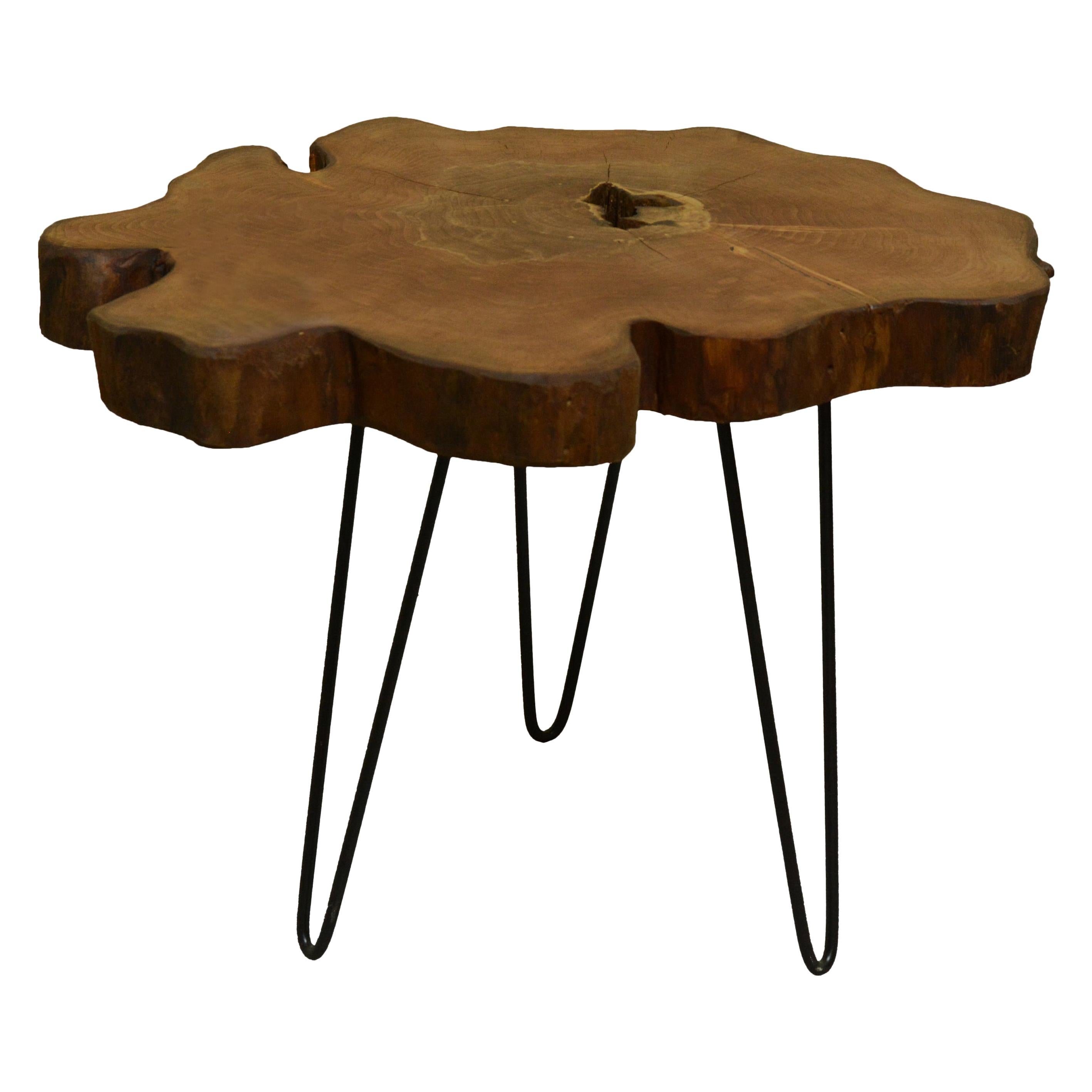 Elm Tree Live Edge Coffee Table with Hairpin Legs / LECT146 For Sale