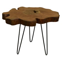 Elm Tree Live Edge Coffee Table with Hairpin Legs / LECT146
