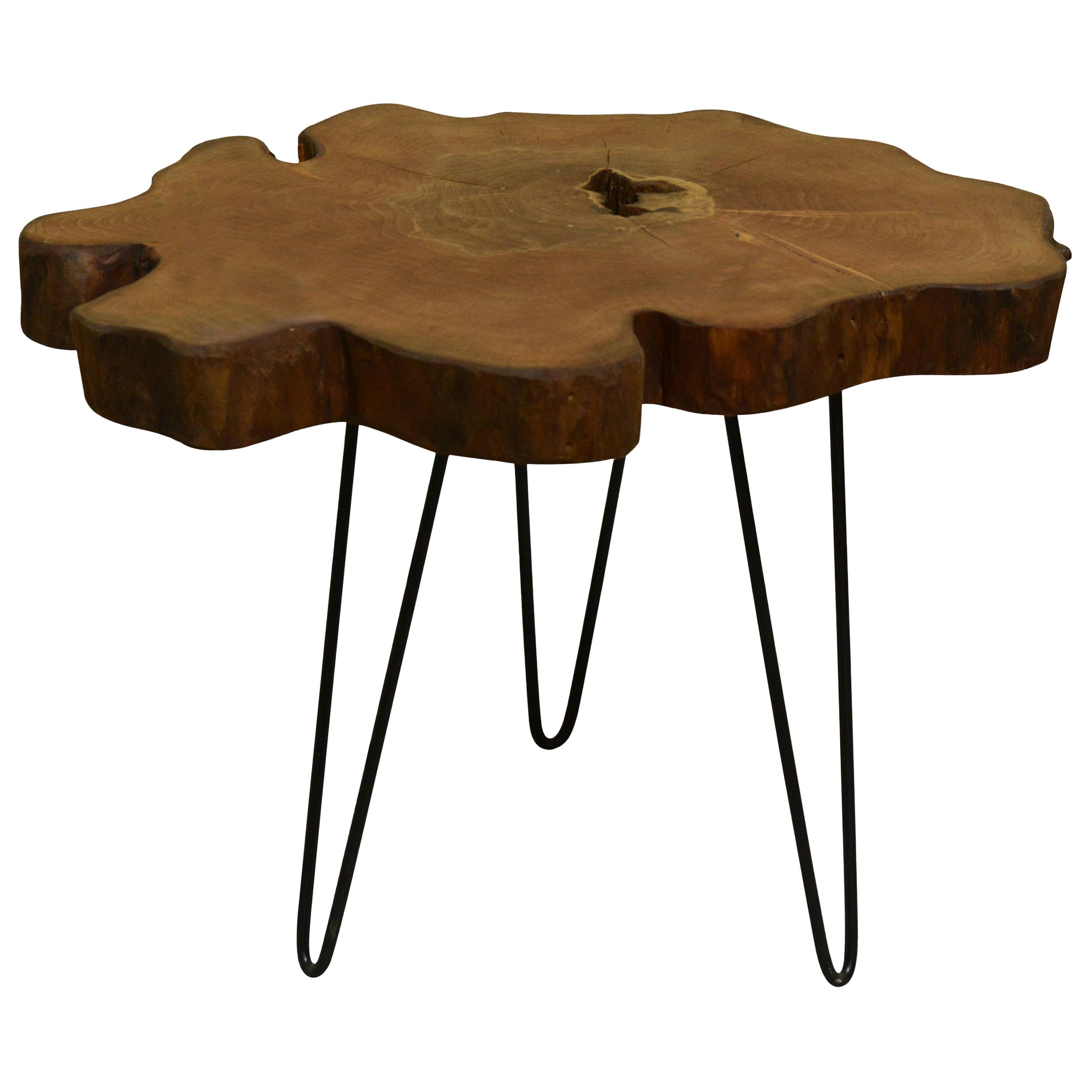 Elm Tree Live Edge Coffee Table with Hairpin Legs / LECT146 For Sale