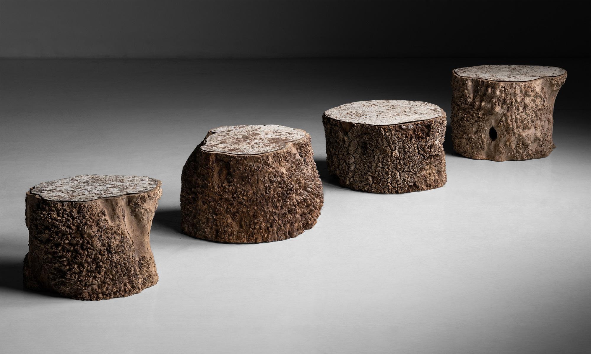 French Elm Tree Trunk Side Table, France circa 1940