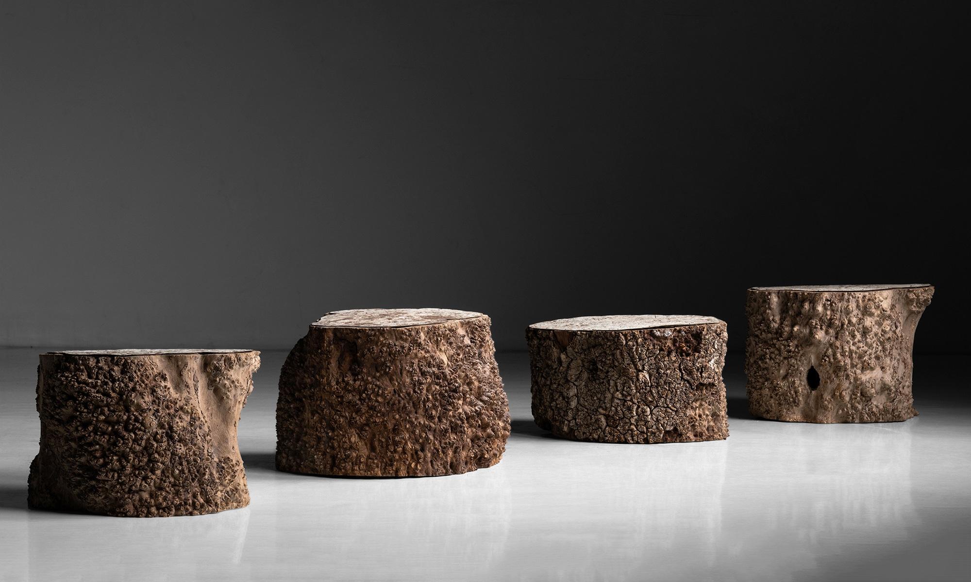 Elm Tree Trunk Side Table, France circa 1940 In Good Condition In Culver City, CA