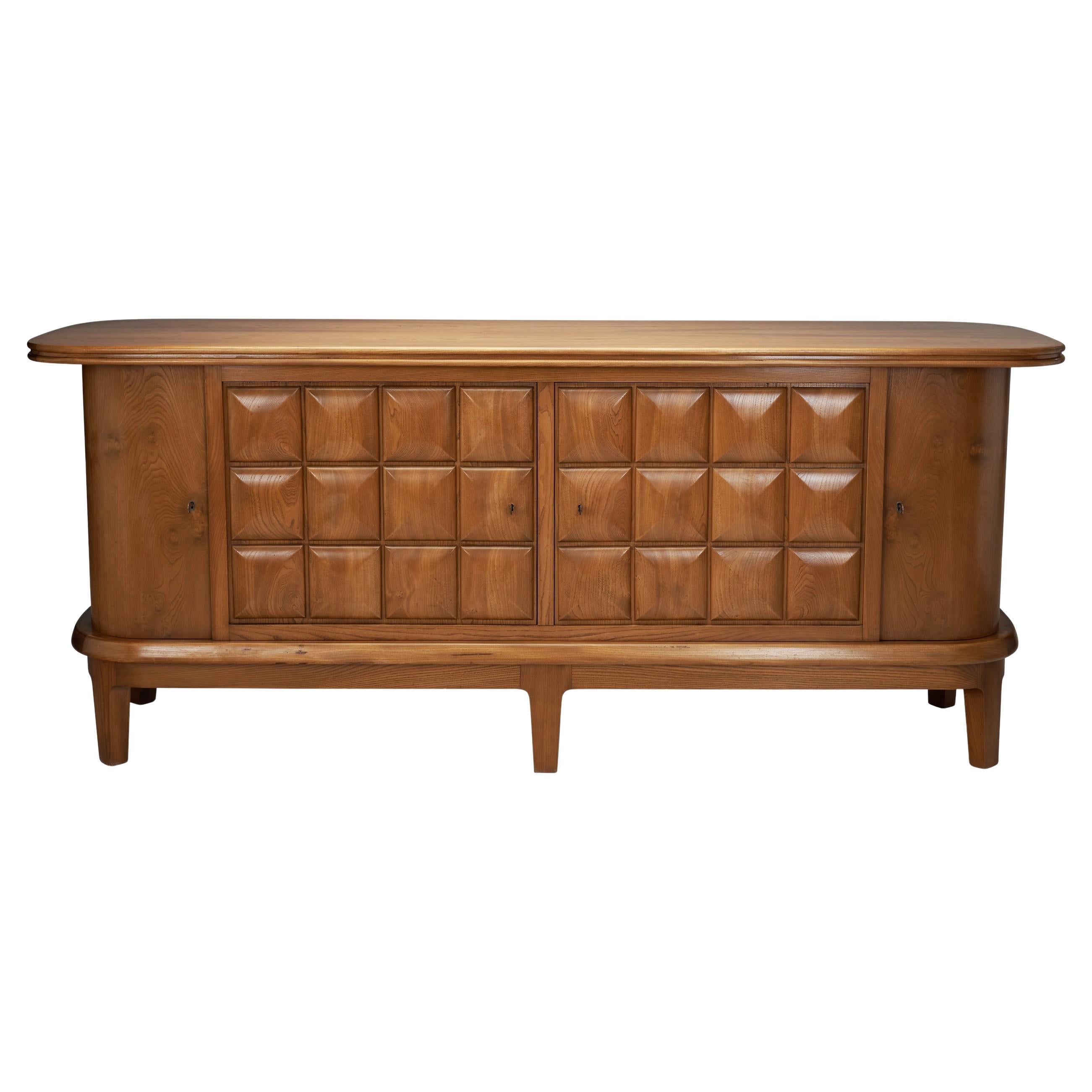 Elm Veneer Sideboard by Frederik Stærmose Møbelfabrik, Denmark ca 1940s For Sale