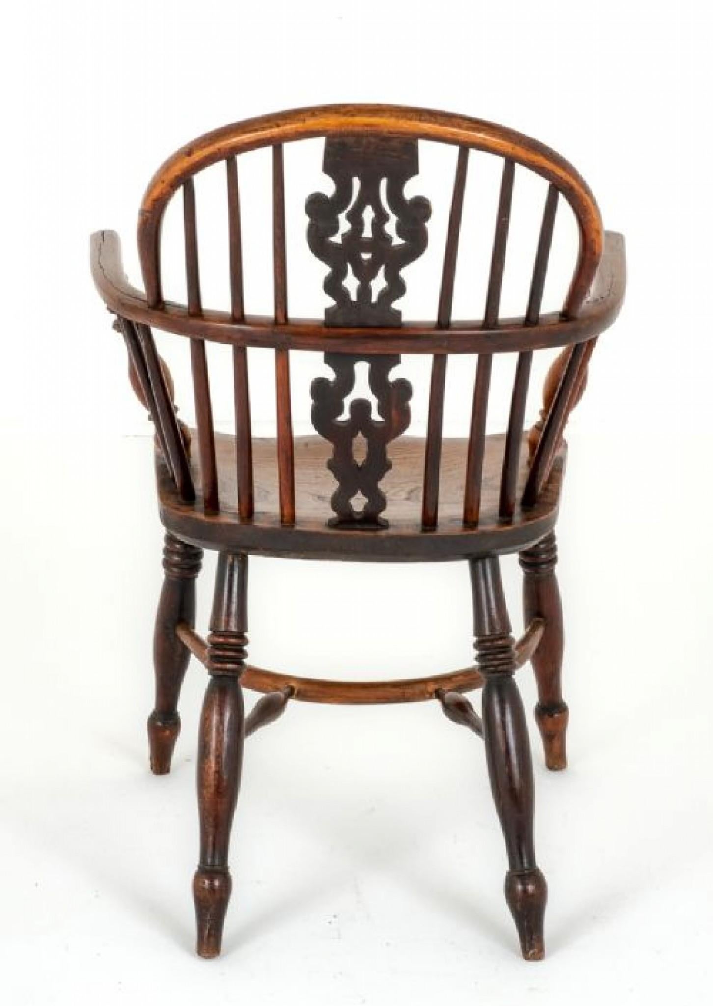 Elm Windsor Chair Georgian Farmhouse 1800 For Sale 1