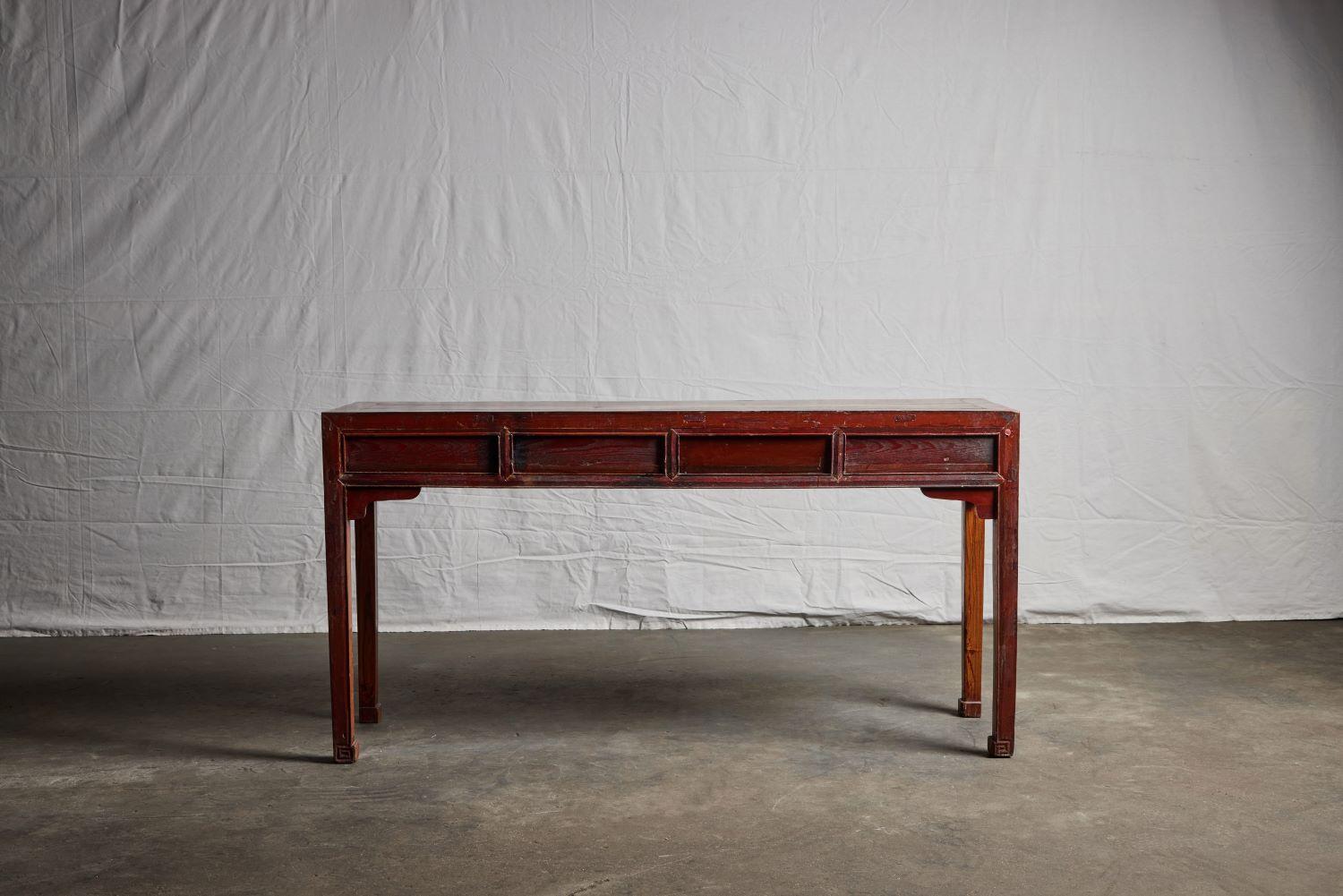 Elm Wood 4 Drawer Console Table 3