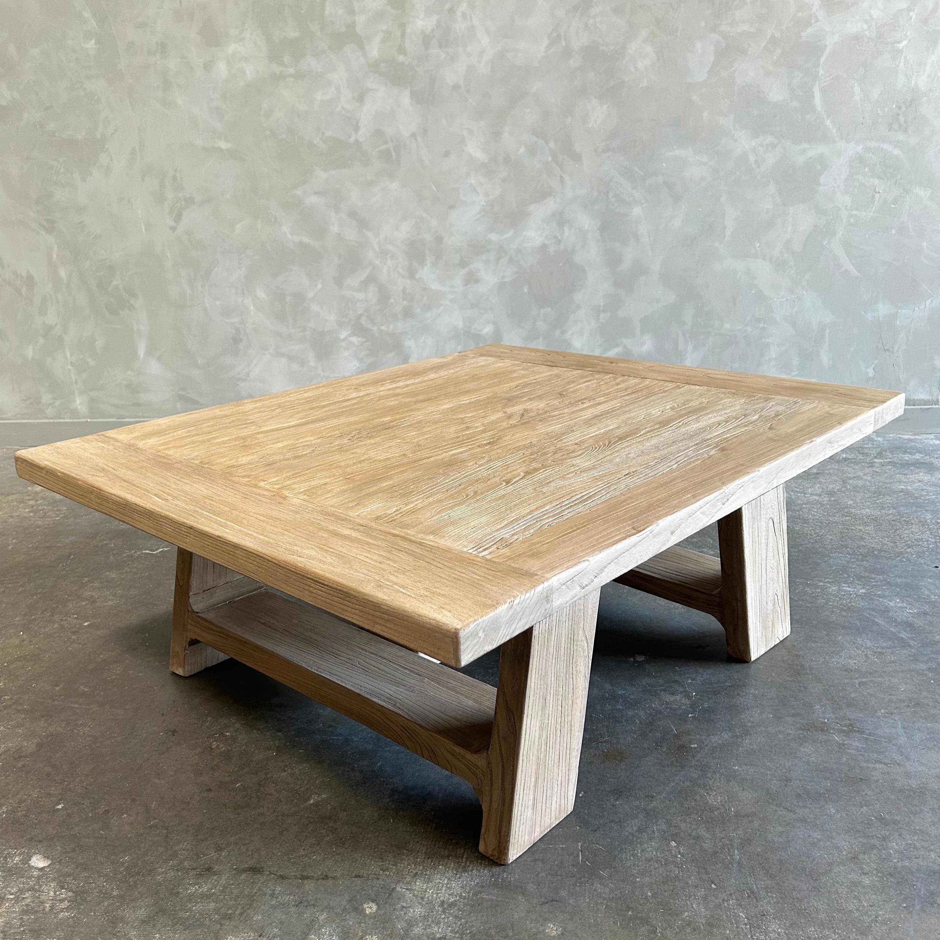 Organic Modern Elm wood coffee table  For Sale