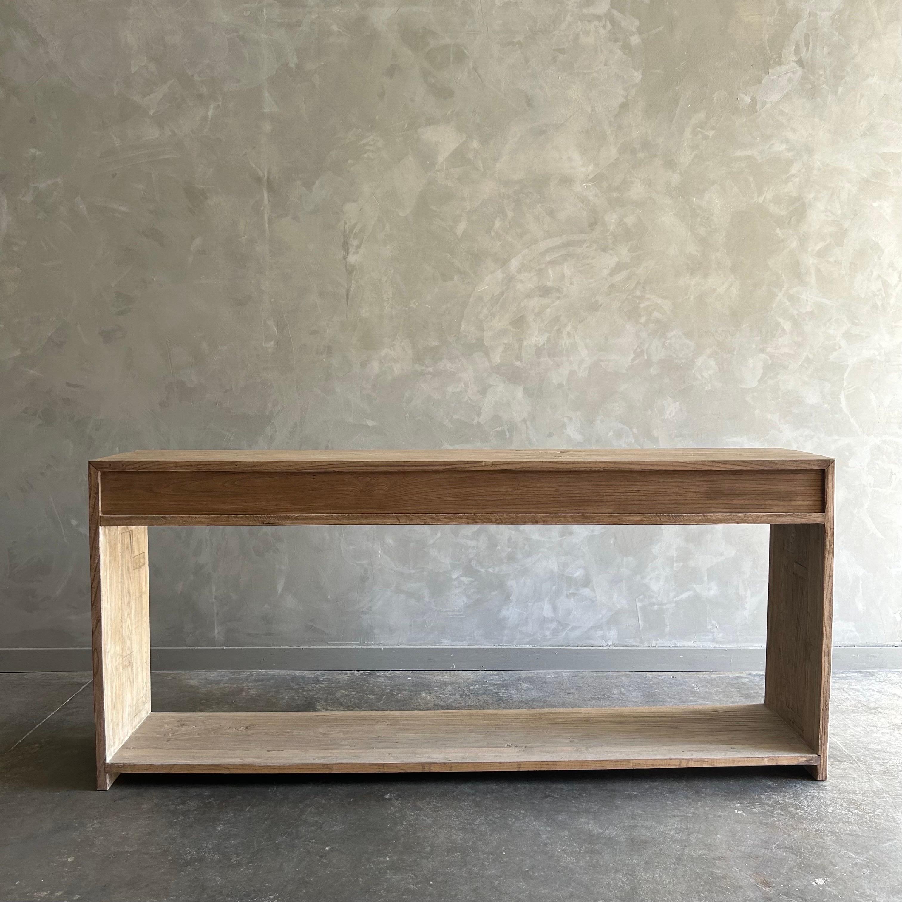 Table console en bois d'orme avec tiroir en fini Nature 80