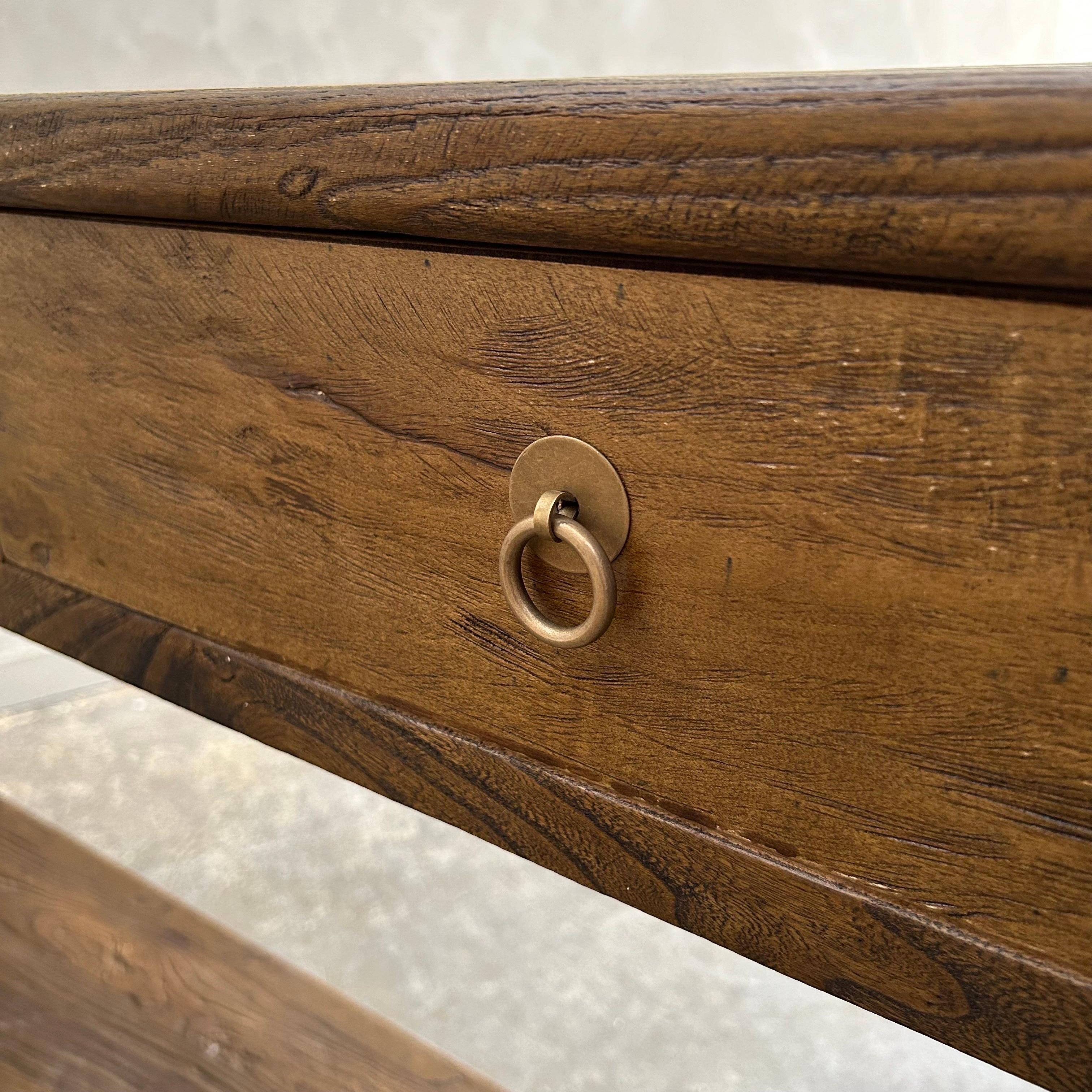 Table console en bois d'orme avec tiroir en fini noyer 80