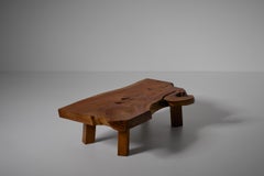 Elm Wood Live Edge Coffee Table, Japan 1970s