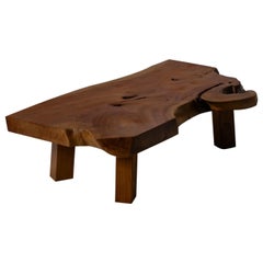 Elm Wood Live Edge Coffee Table, Japan 1970s