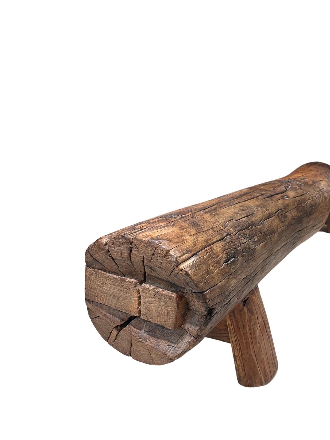 Fatto a mano Panchina in legno d'olmo moderna e organica in vendita