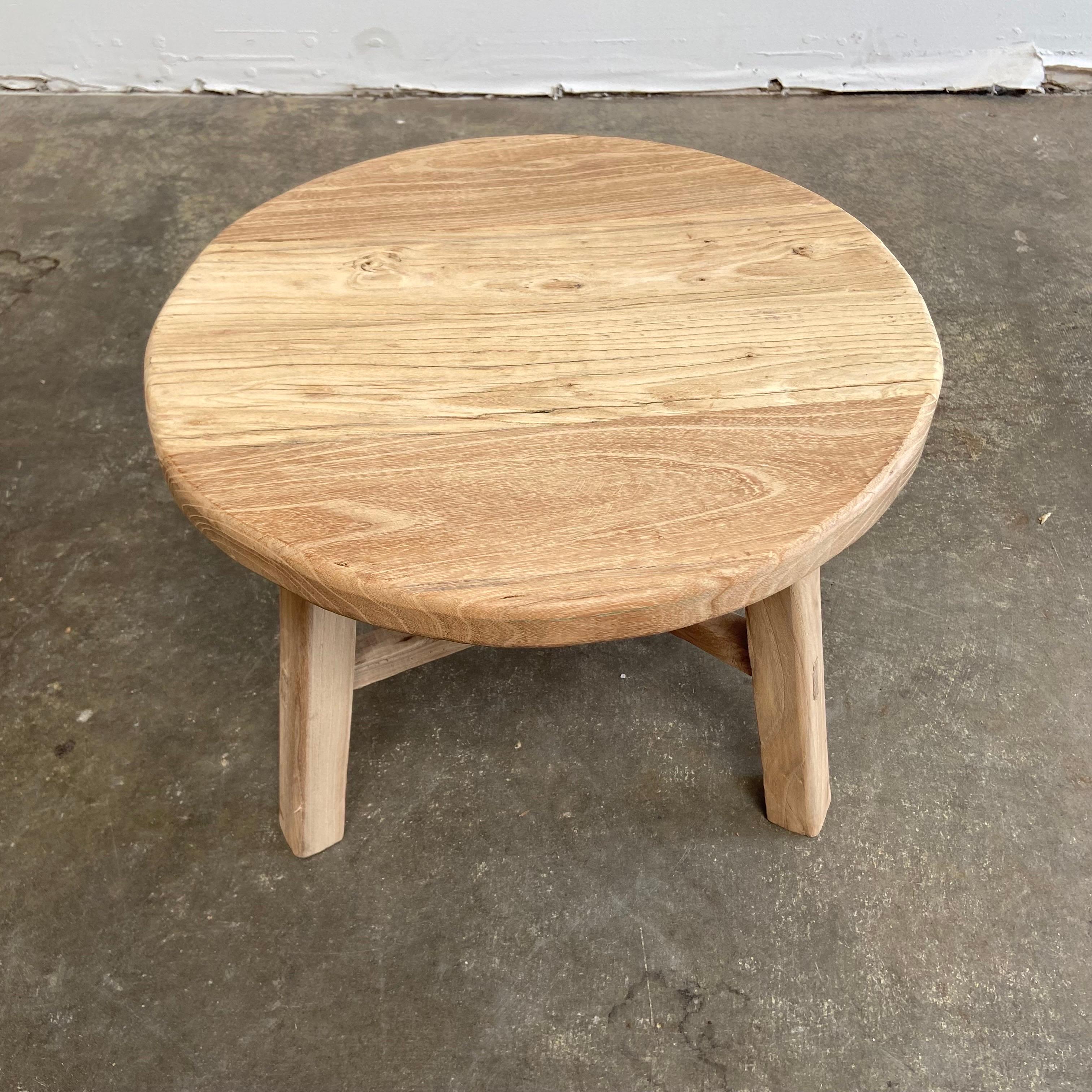 Elm Wood Side Table In New Condition For Sale In Brea, CA