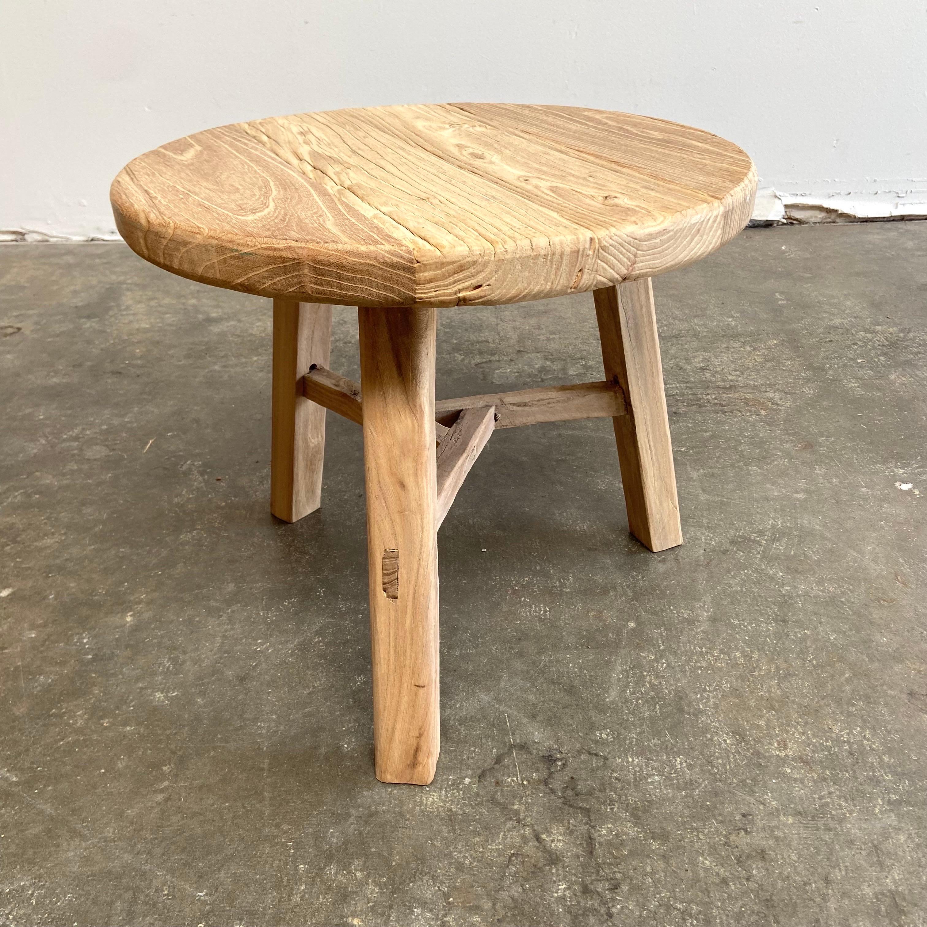 Elm Wood Side Table For Sale 1