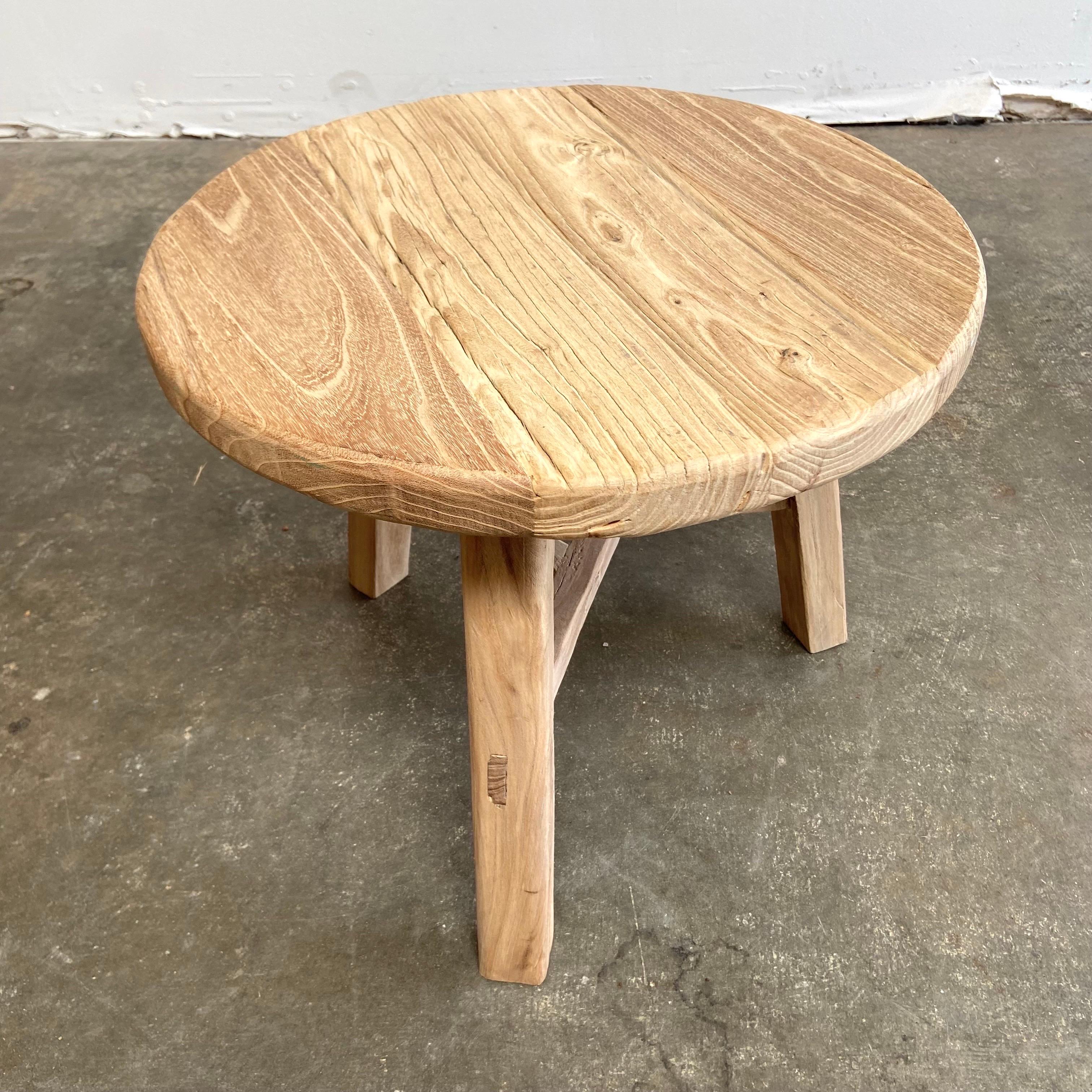 Elm Wood Side Table For Sale 2