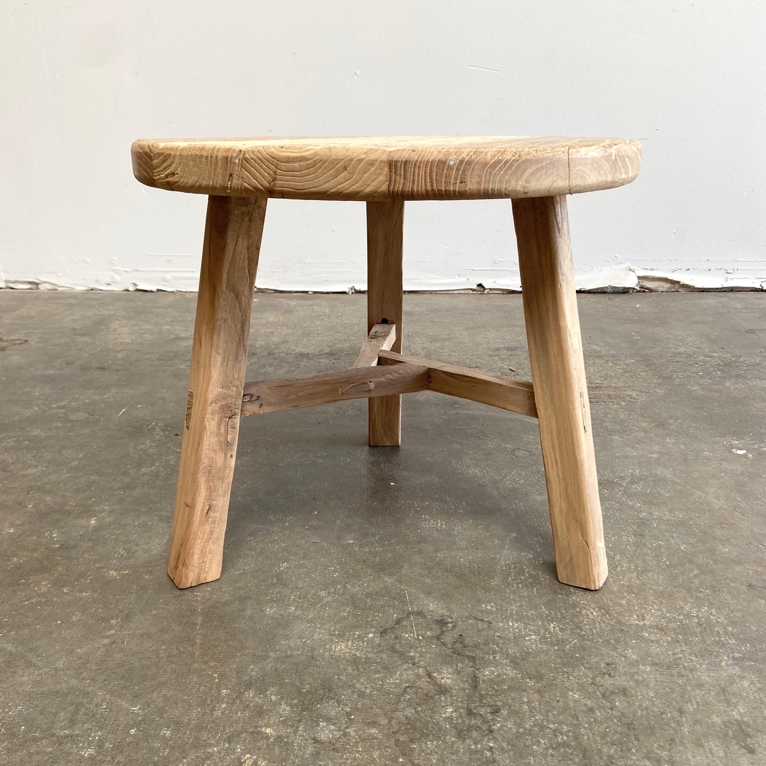 Elm Wood Side Table For Sale 3