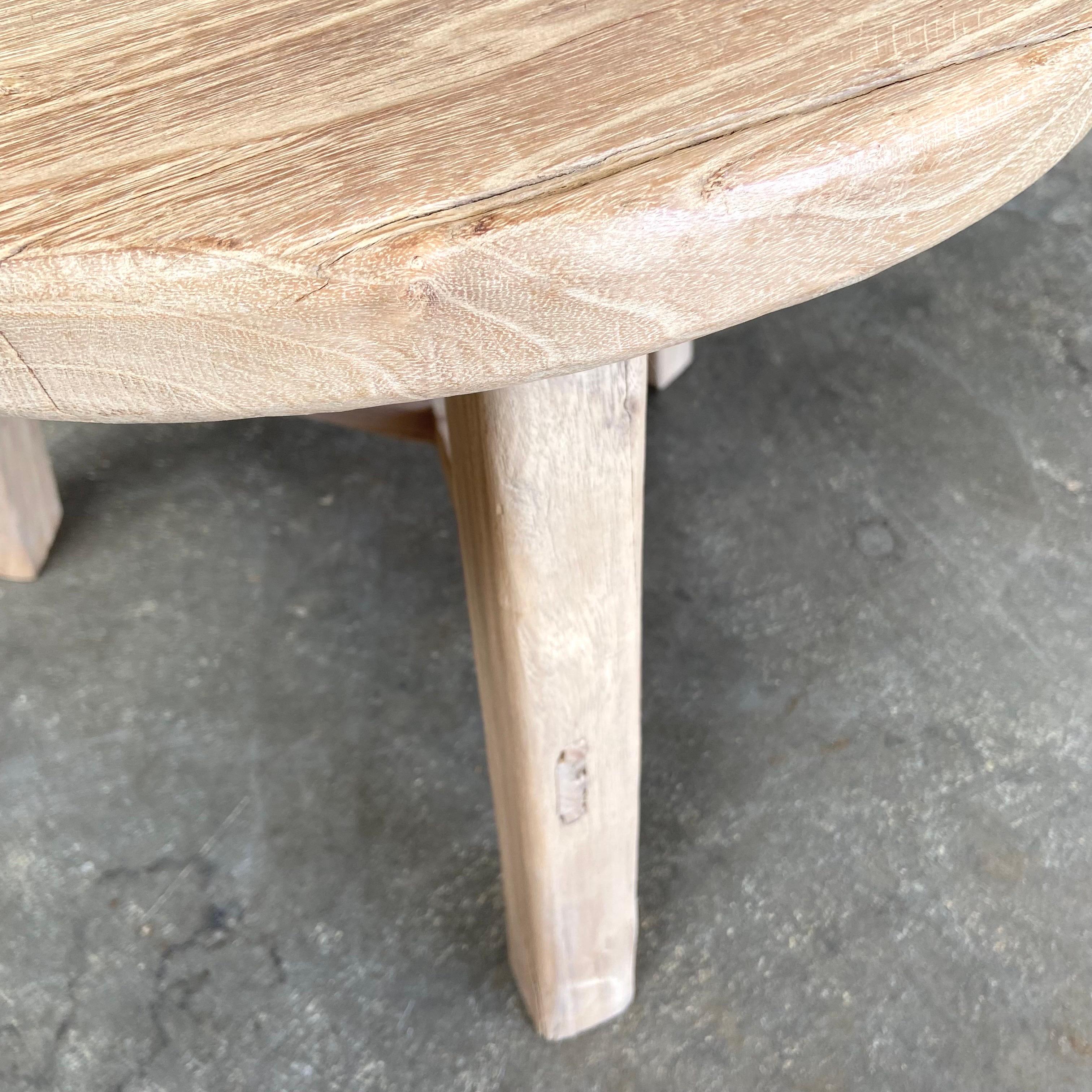 Elm Wood Side Table For Sale 5