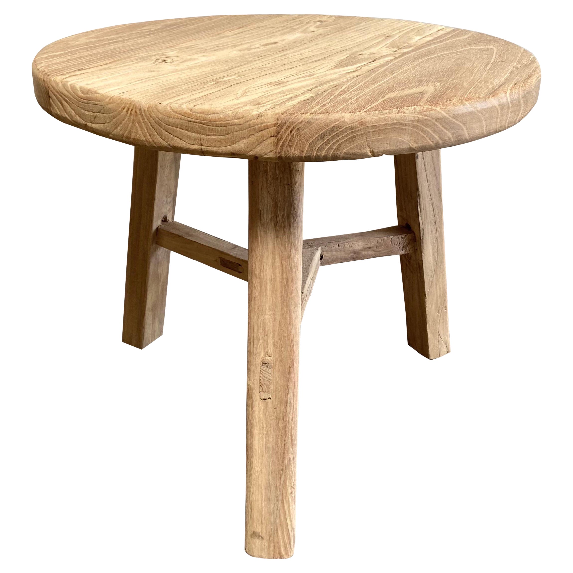 Elm Wood Side Table For Sale