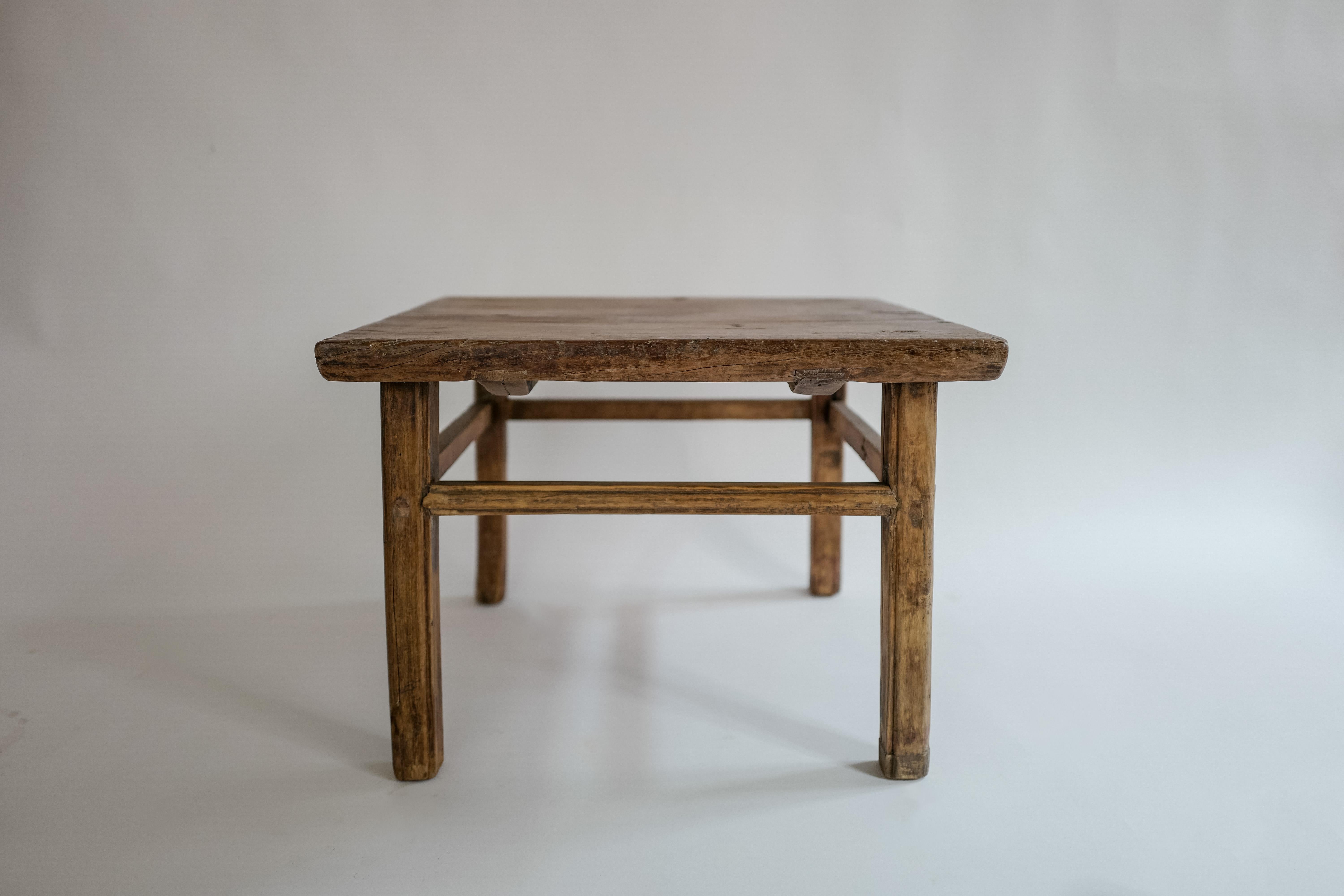 Hand-Crafted Elm Wood Side Table Handcrafted in China, circa Early 20th Century For Sale