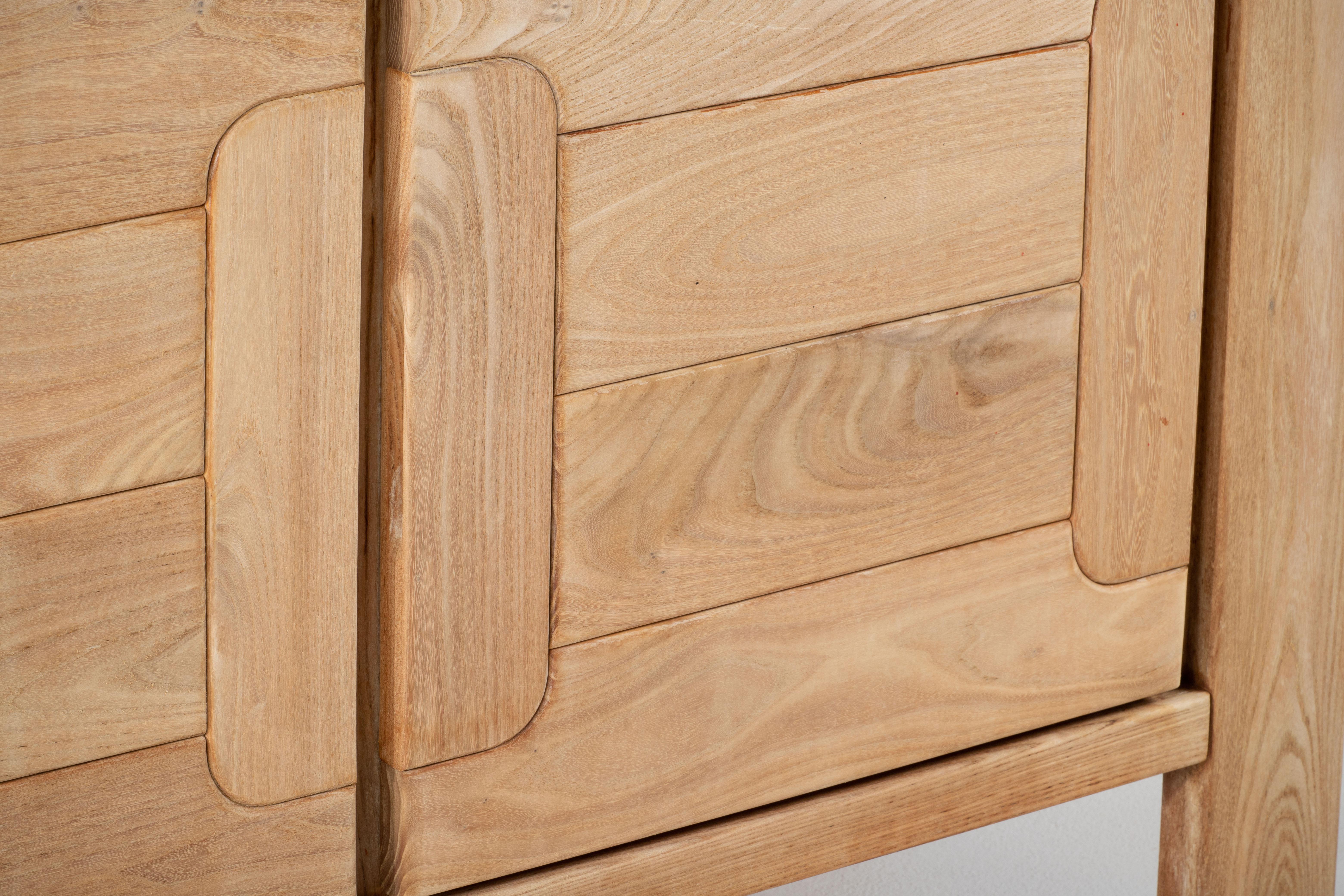 Elm Wood Sideboard Attributed to Maison Regain, France, 1970s 6