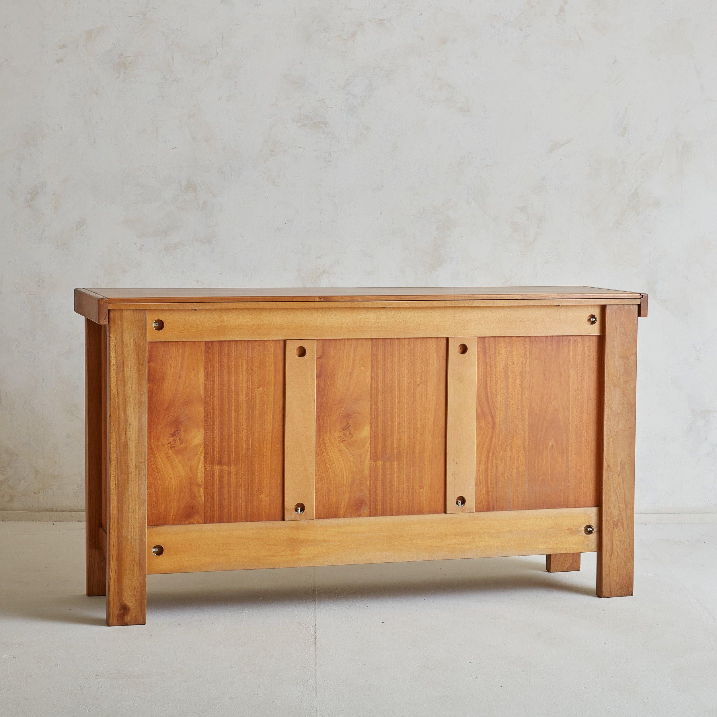 Mid-Century Modern Elm Wood Sideboard Attributed to Maison Regain, France 1970s For Sale