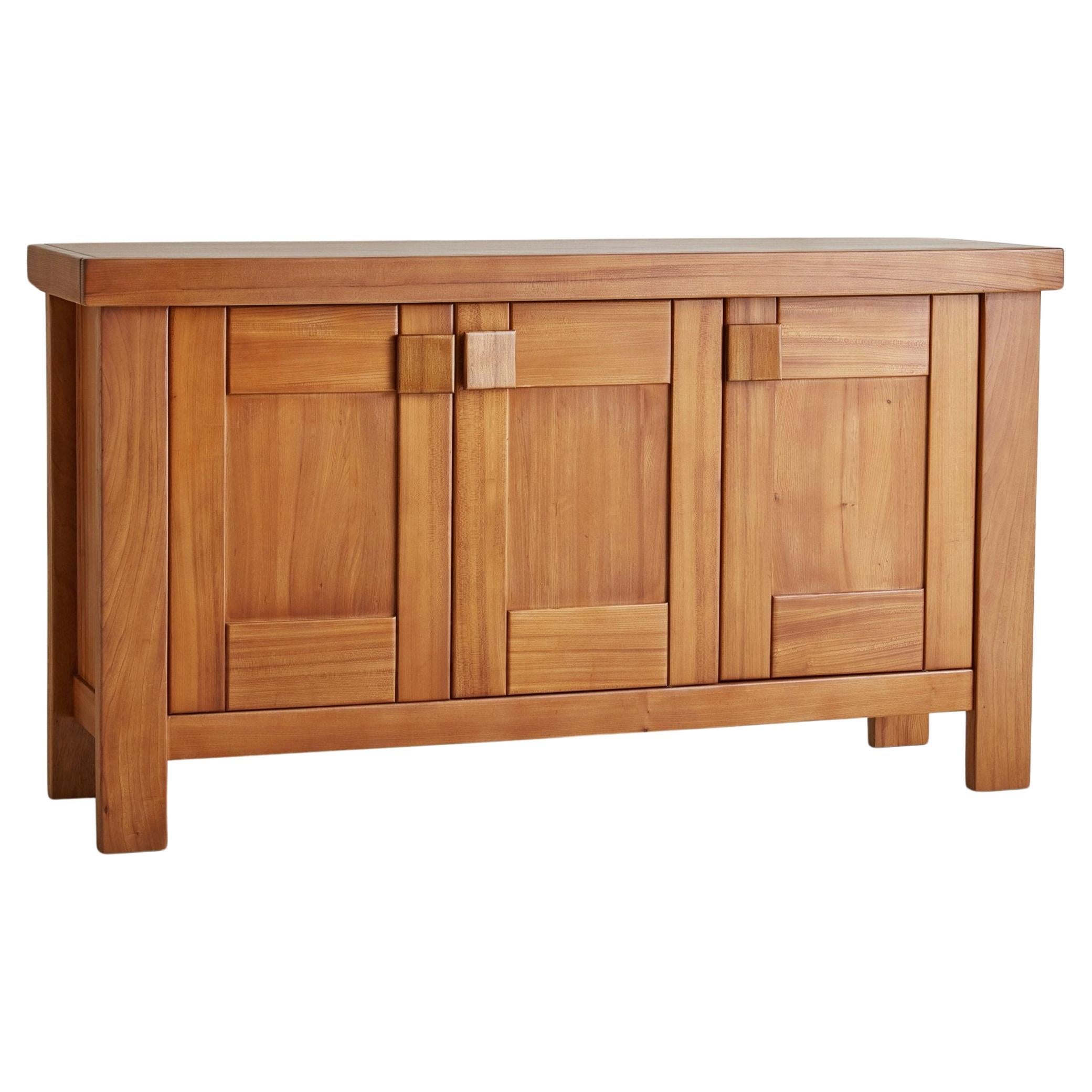 Elm Wood Sideboard Attributed to Maison Regain, France 1970s