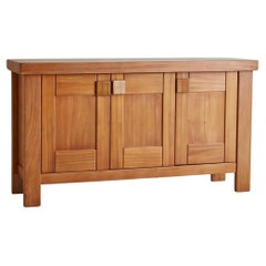 Retro Elm Wood Sideboard Attributed to Maison Regain, France 1970s