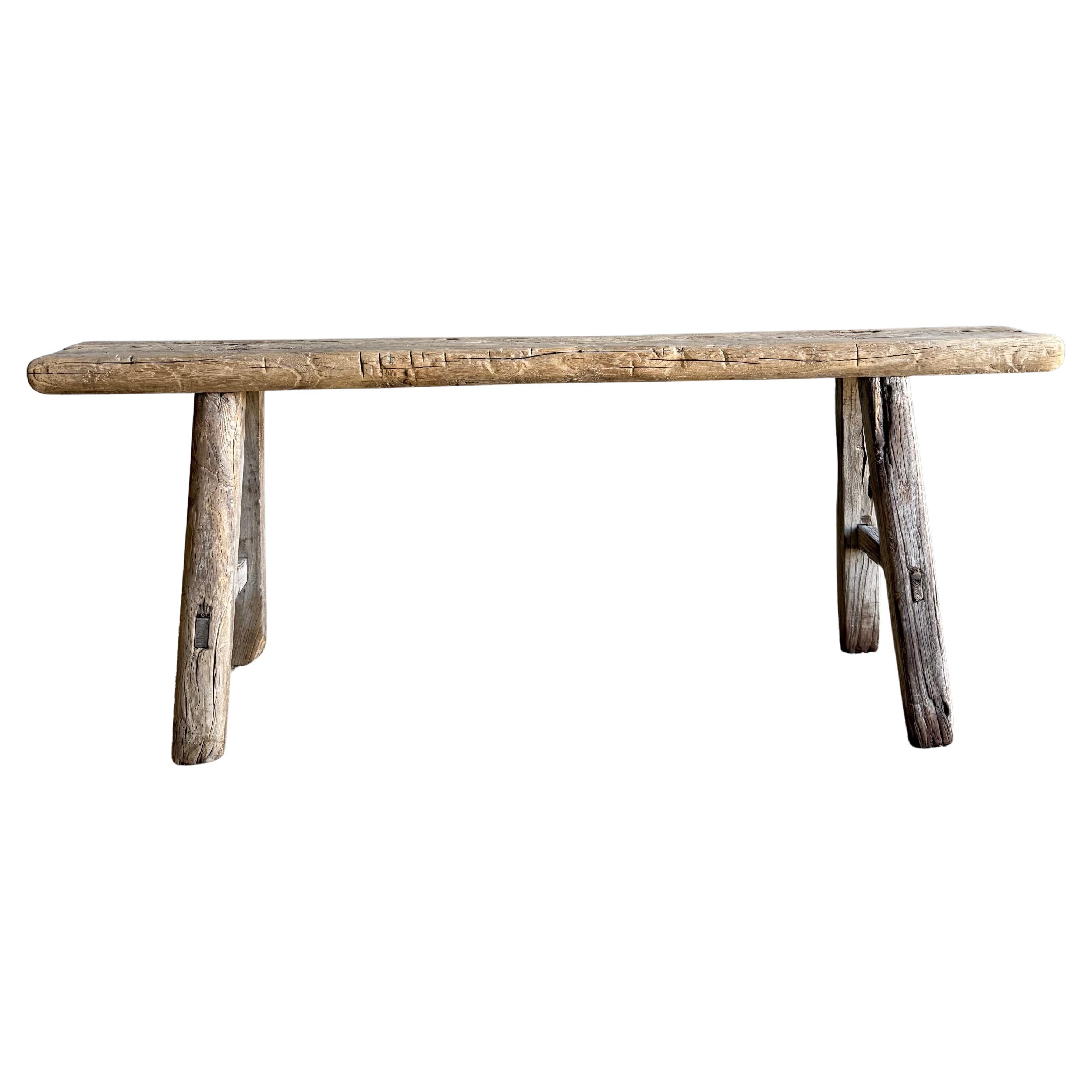 Banco Flaco de Madera de Olmo 44"-55