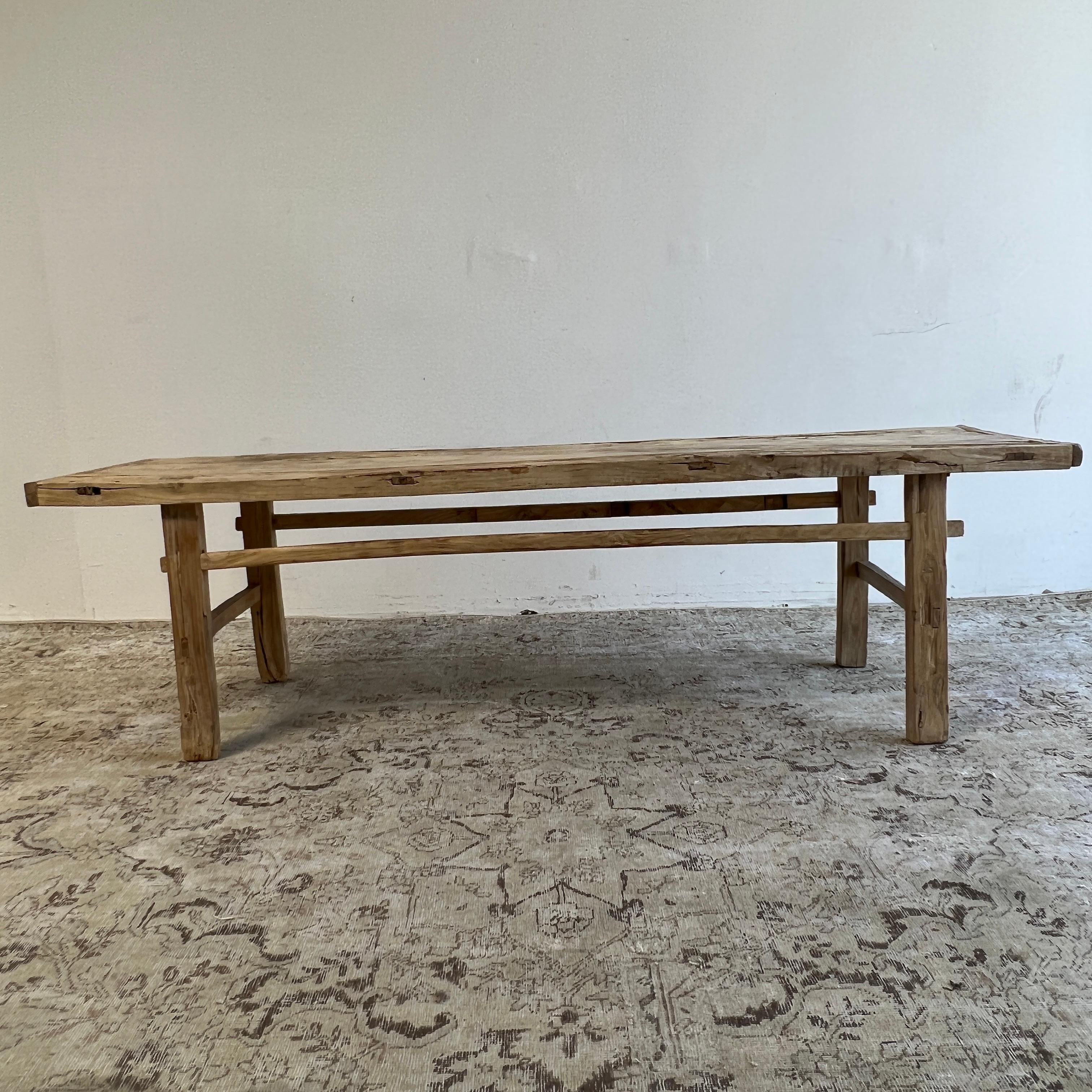 Elm Wood Wide Seat Bench or Coffee Table For Sale 1