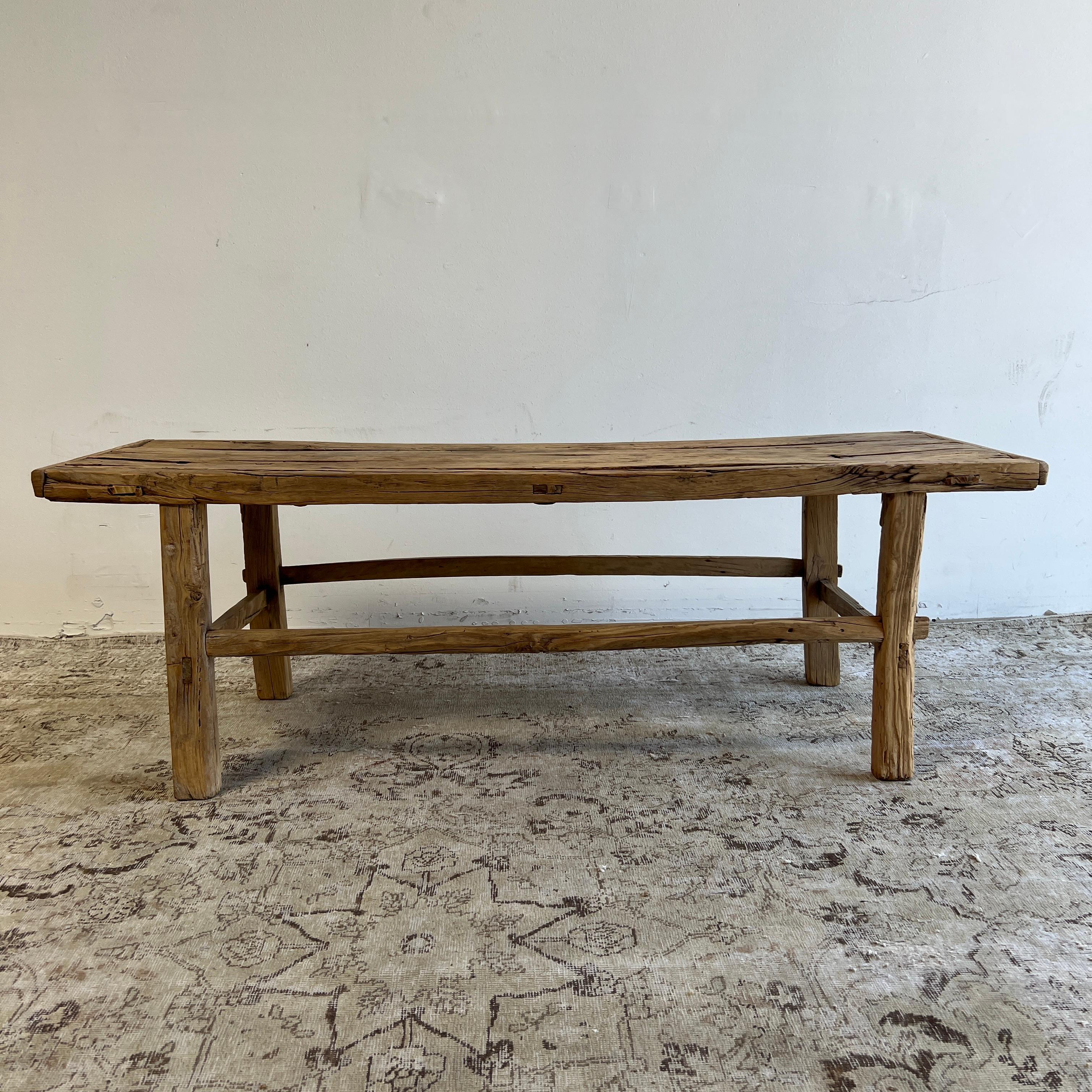 Elm Wood Wide Seat Bench or Coffee Table 1