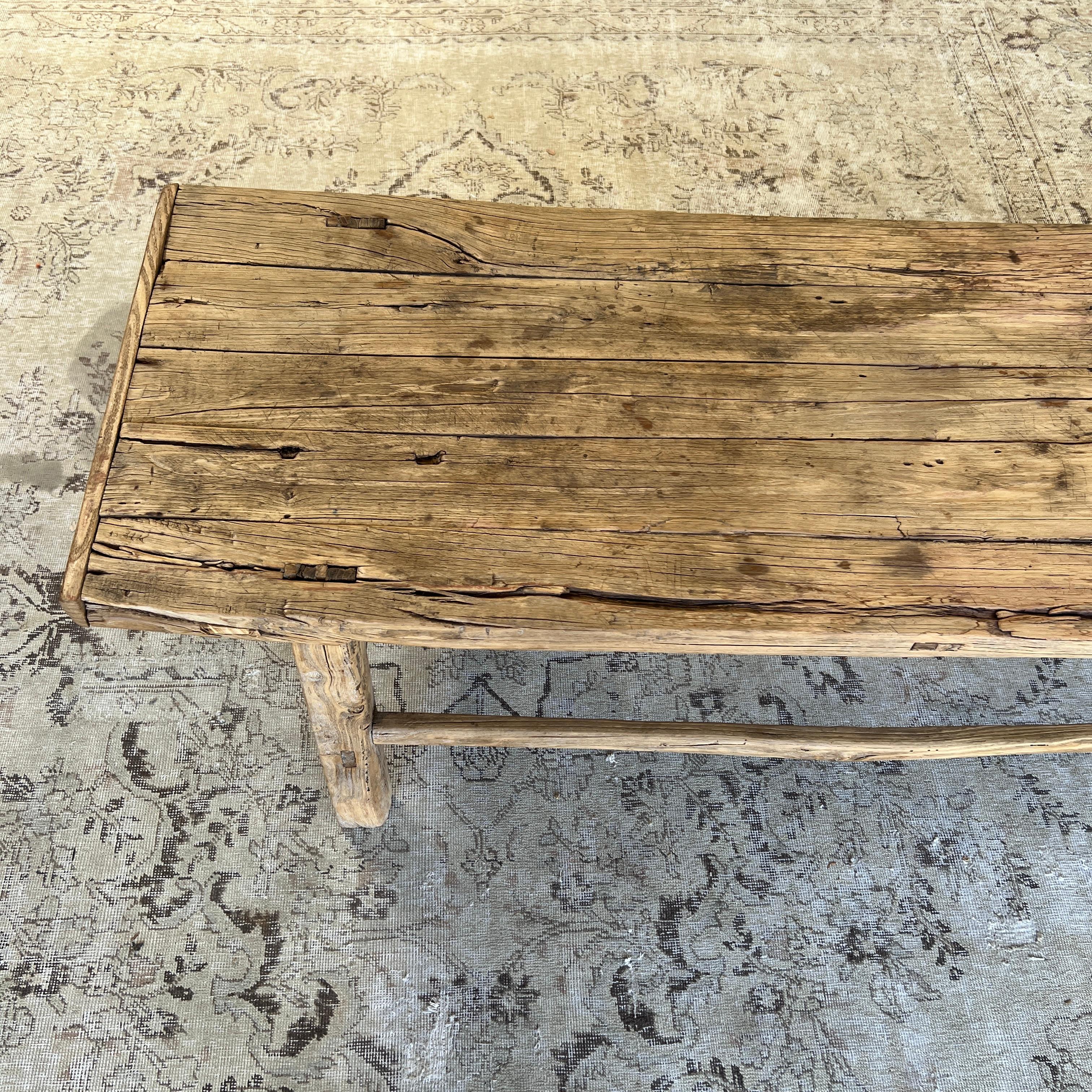 Elm Wood Wide Seat Bench or Coffee Table 3