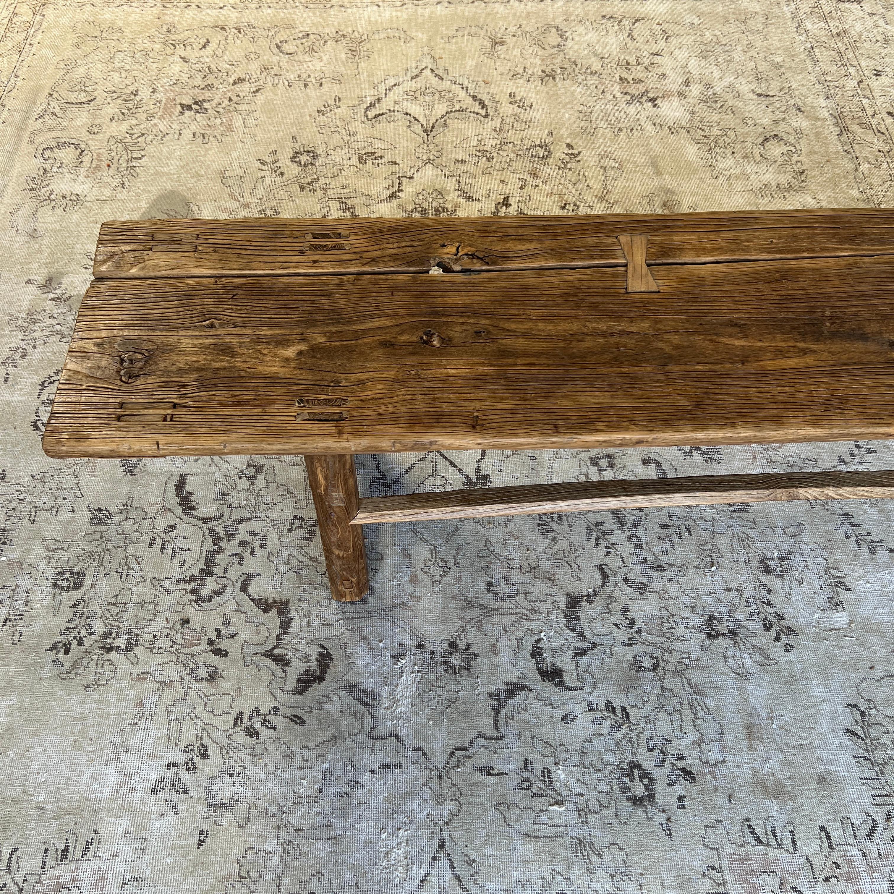 Elm Wood Wide Seat Bench or Coffee Table 3