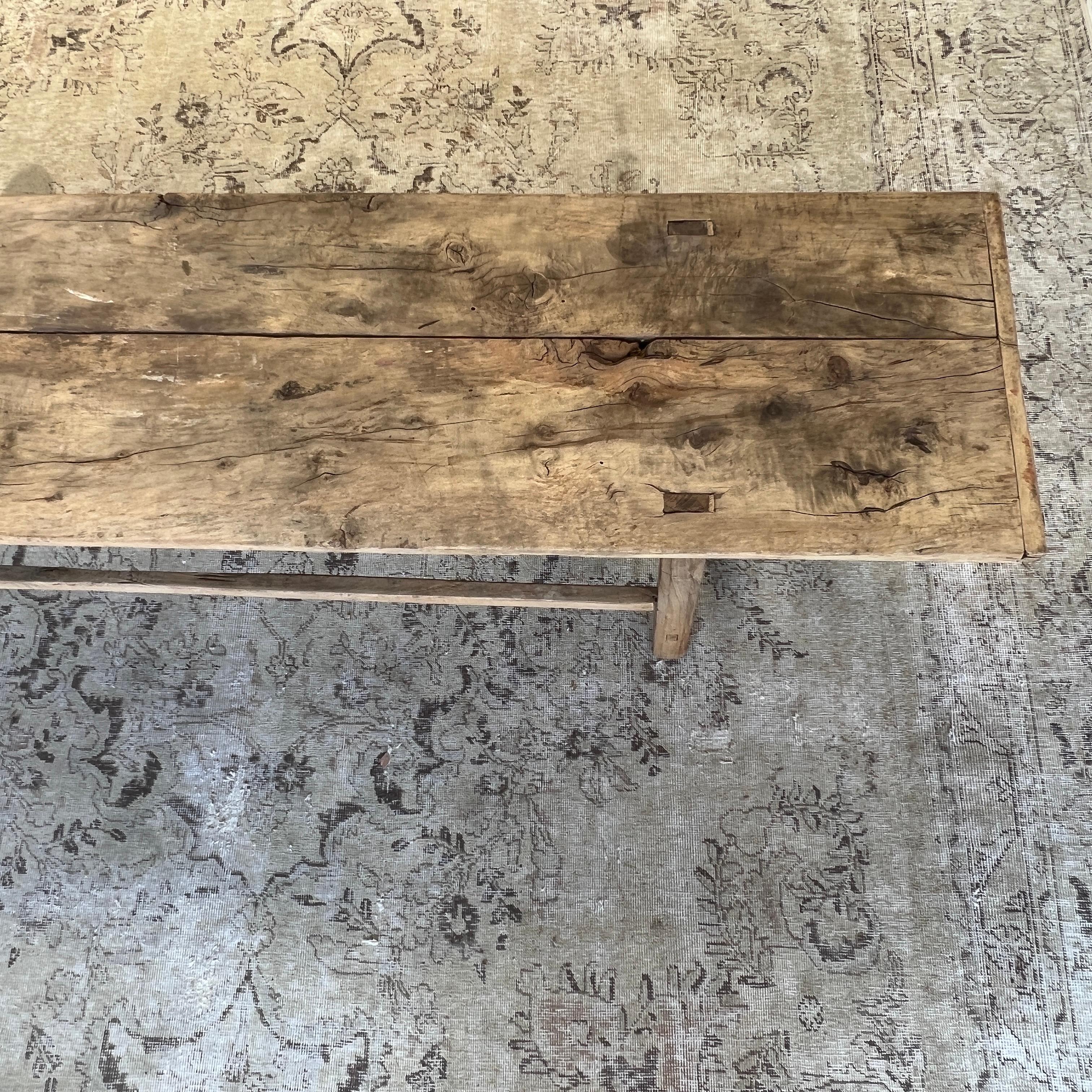 Elm Wood Wide Seat Bench or Coffee Table 4
