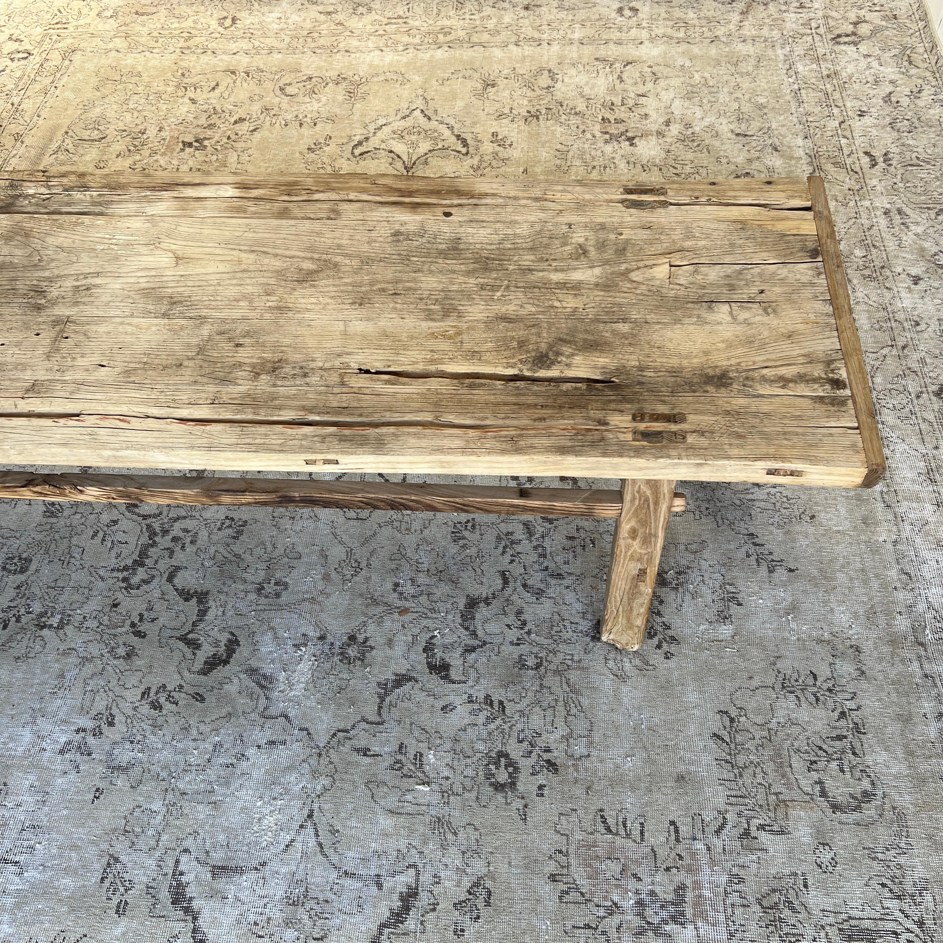 Elm Wood Wide Seat Bench or Coffee Table For Sale 4