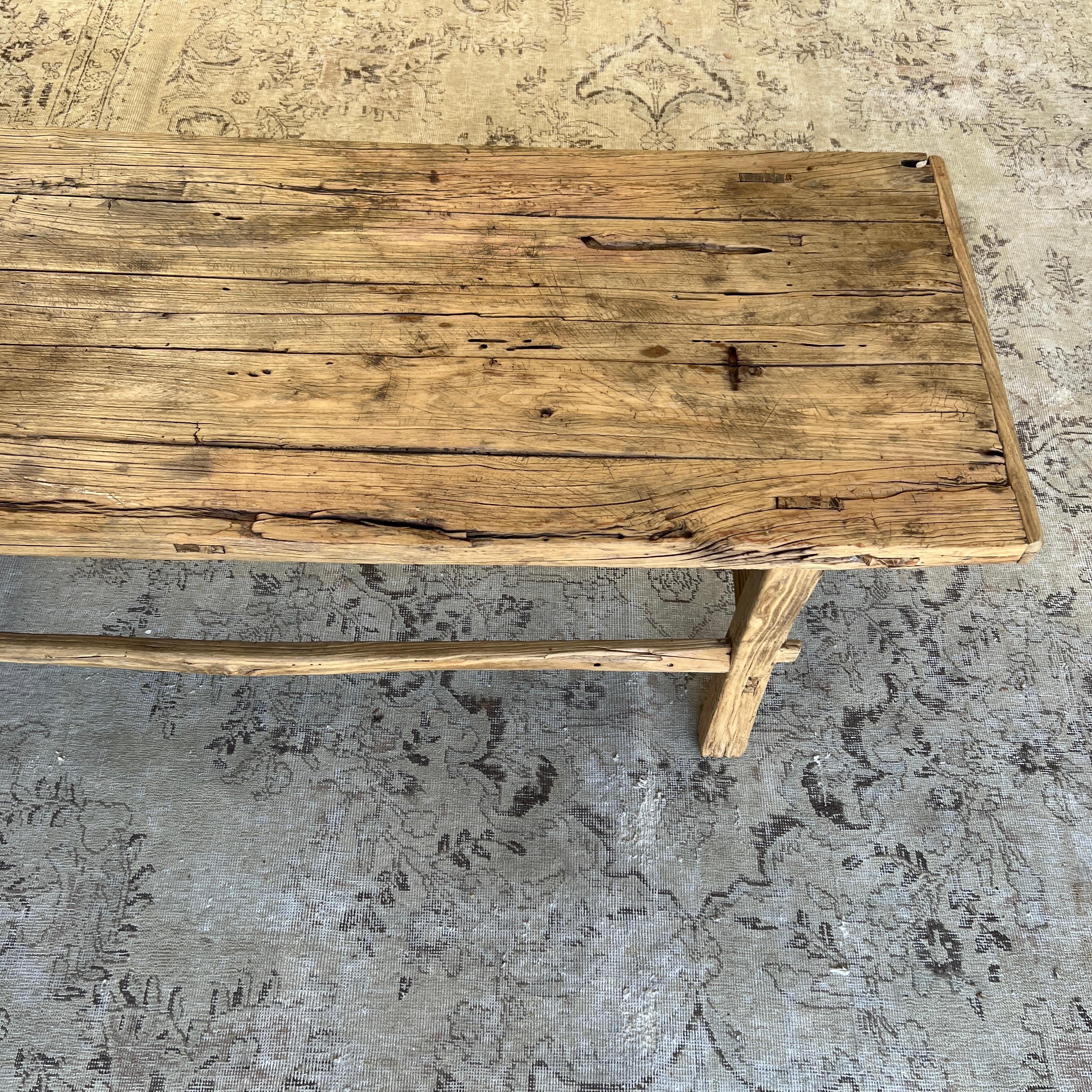Elm Wood Wide Seat Bench or Coffee Table 4