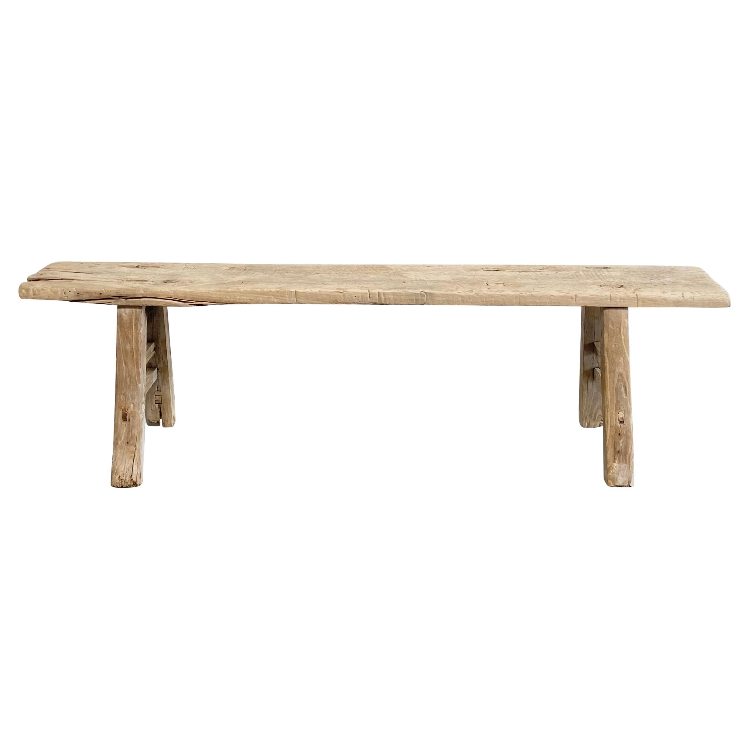 Vintage Elm Wood Coffee Table Wide Seat Bench at 1stDibs bench seat