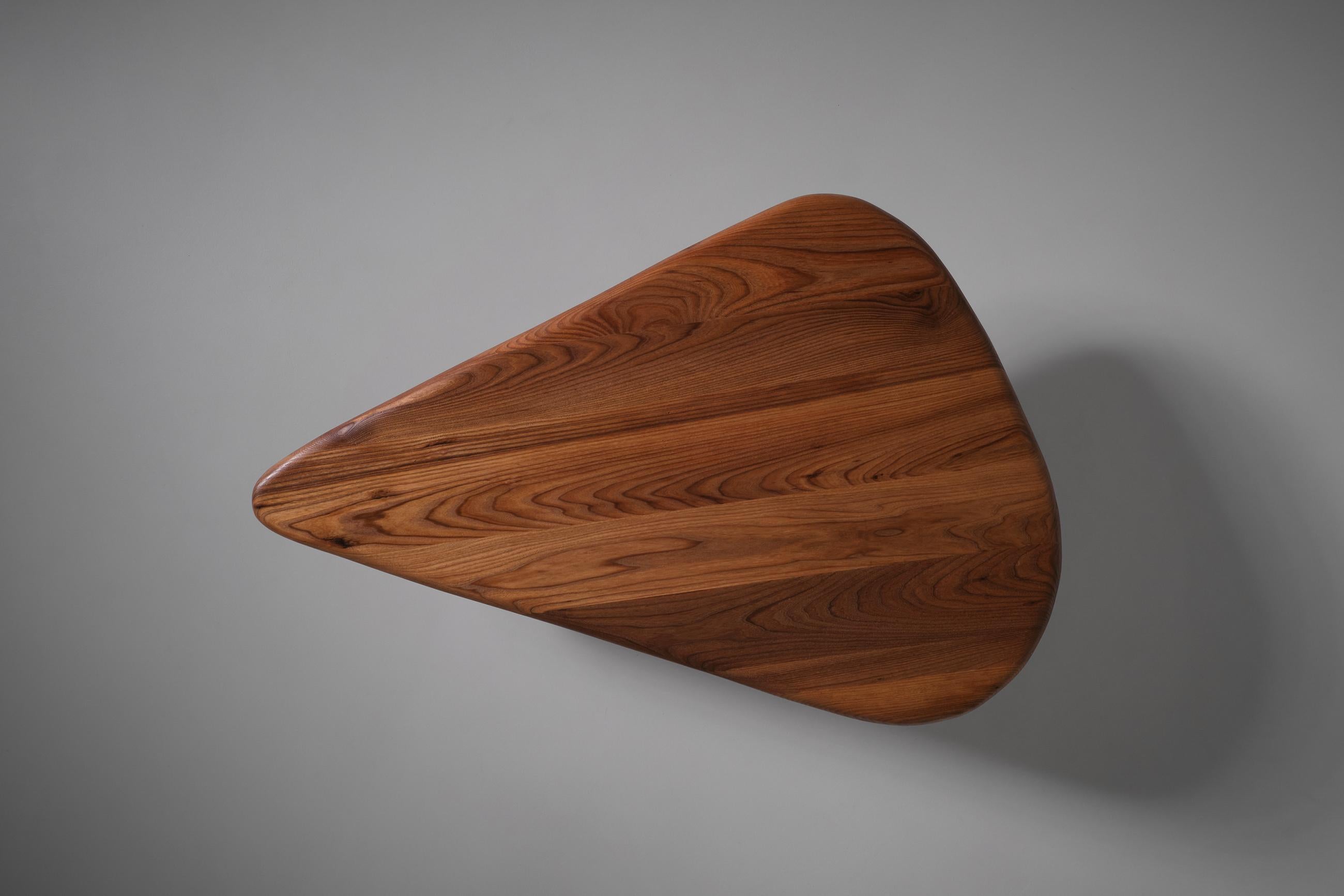 Elm Wooden Free Form Coffee Table, France 1970s 4