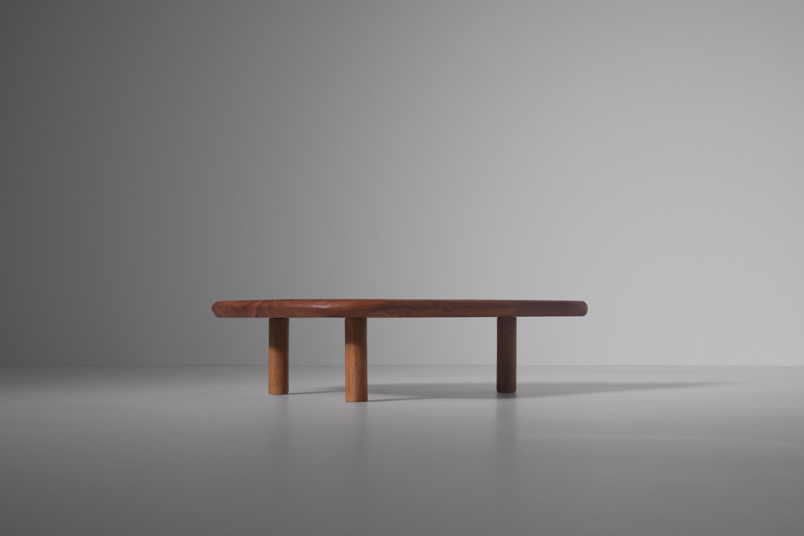 Elm Wooden Free Form Coffee Table, France 1970s In Good Condition In Rotterdam, NL