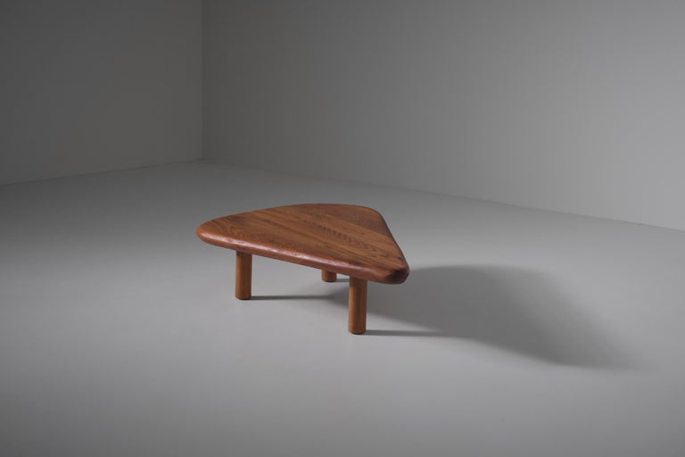 Elm Wooden Free Form Coffee Table, France 1970s at 1stDibs