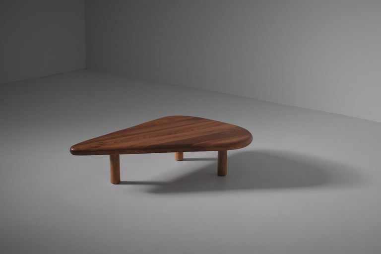 Elm Wooden Free Form Coffee Table, France 1970s at 1stDibs