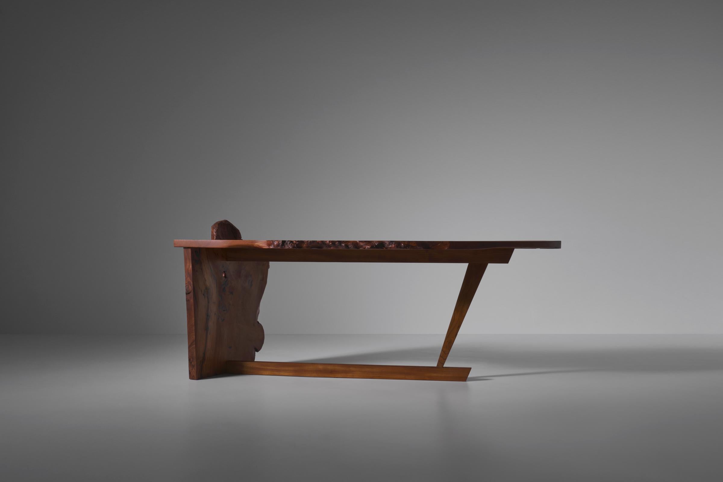 Elm Wooden Live Edge Free Form Desk, France 1970s In Good Condition In Rotterdam, NL