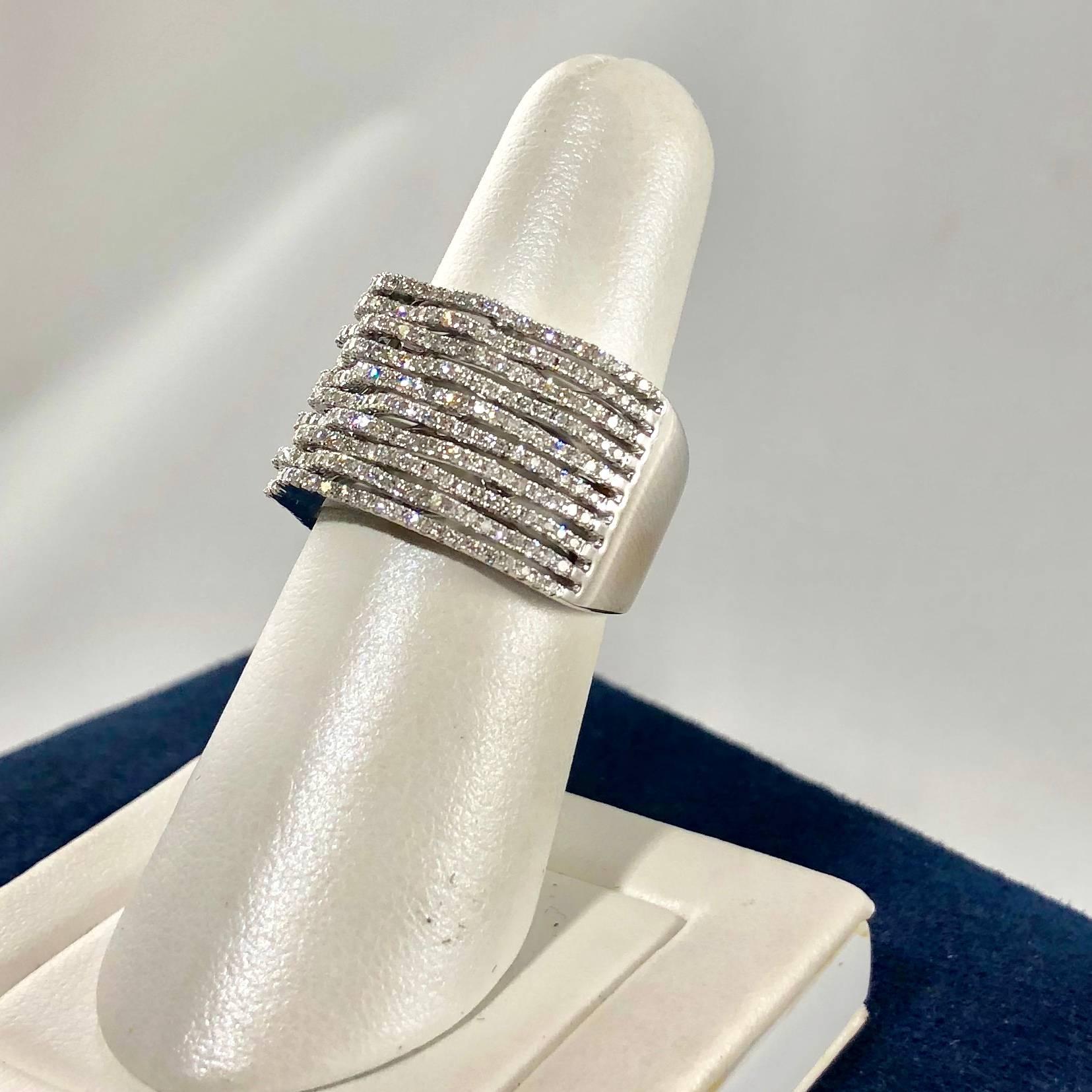 Elma Designs 18 Karat White Gold and Diamond Cocktail Fashion Ring For Sale 2