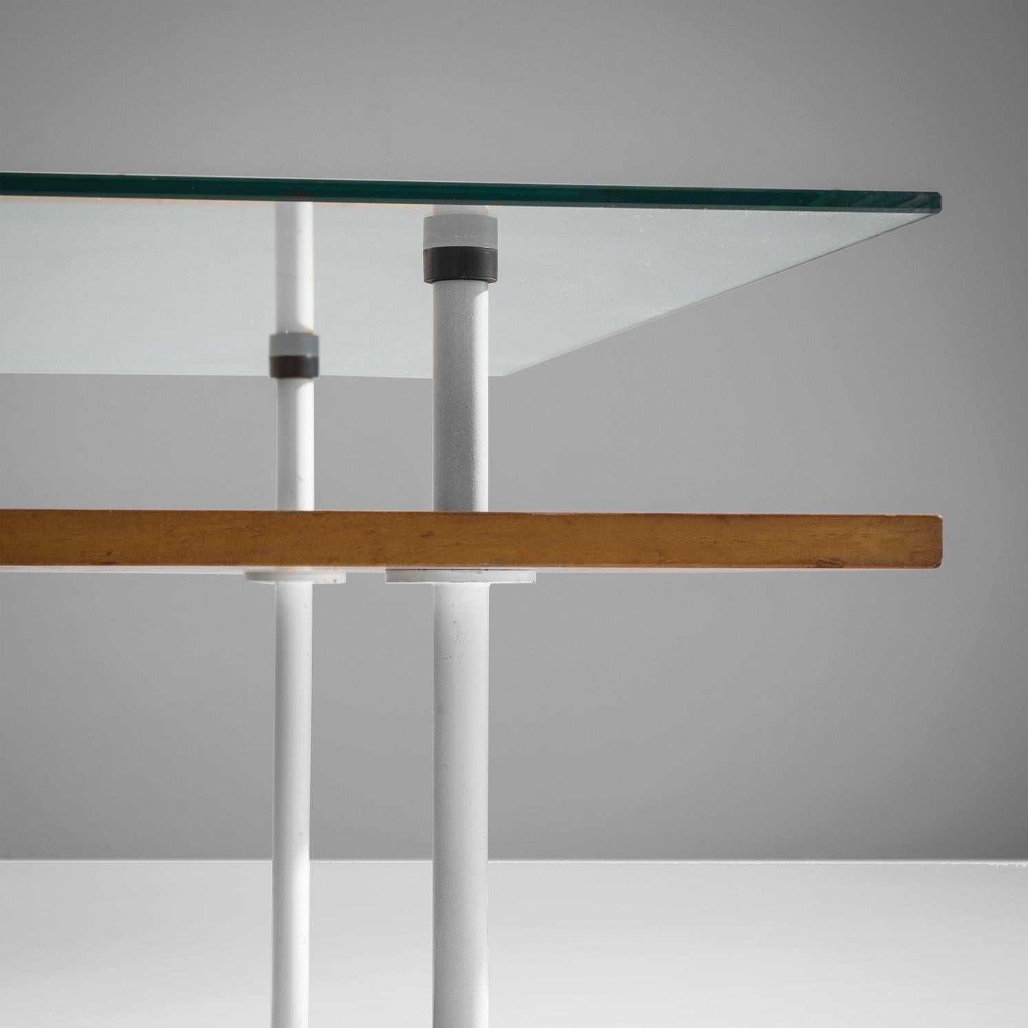 Mid-20th Century Elmar Berkovich for Metz&Co Coffee Table in Walnut and Metal  For Sale