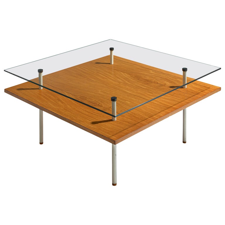 Elmar Berkovich for Metz&Co Coffee Table in Wood, Metal and Glass, 1930s For Sale