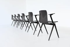 Elmar Flototto Model S22 Stacking Chairs with Arms Pagholz Germany 1970