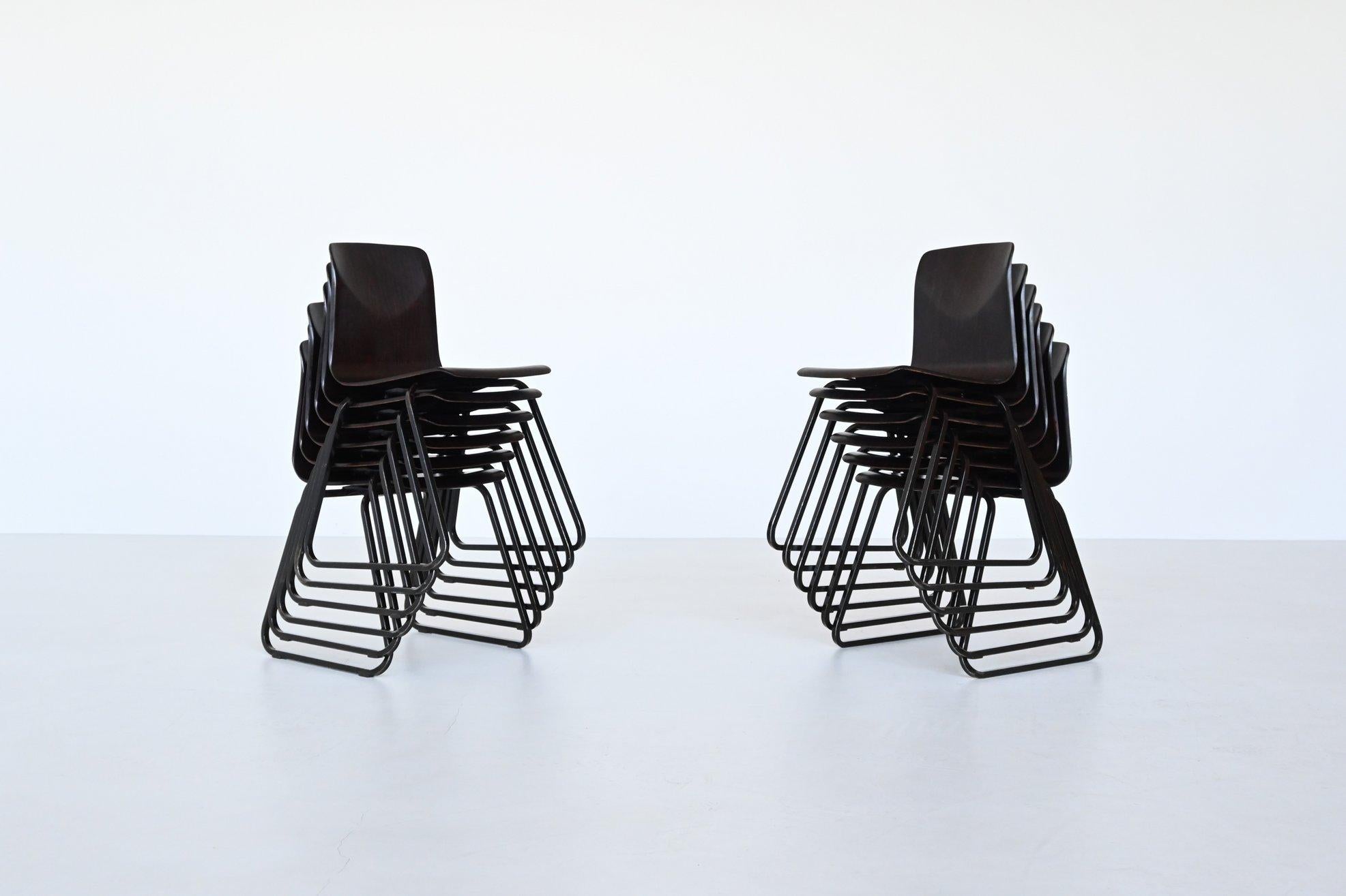 Elmar Flototto model S23 stacking chairs Pagholz Germany 1970 For Sale 5