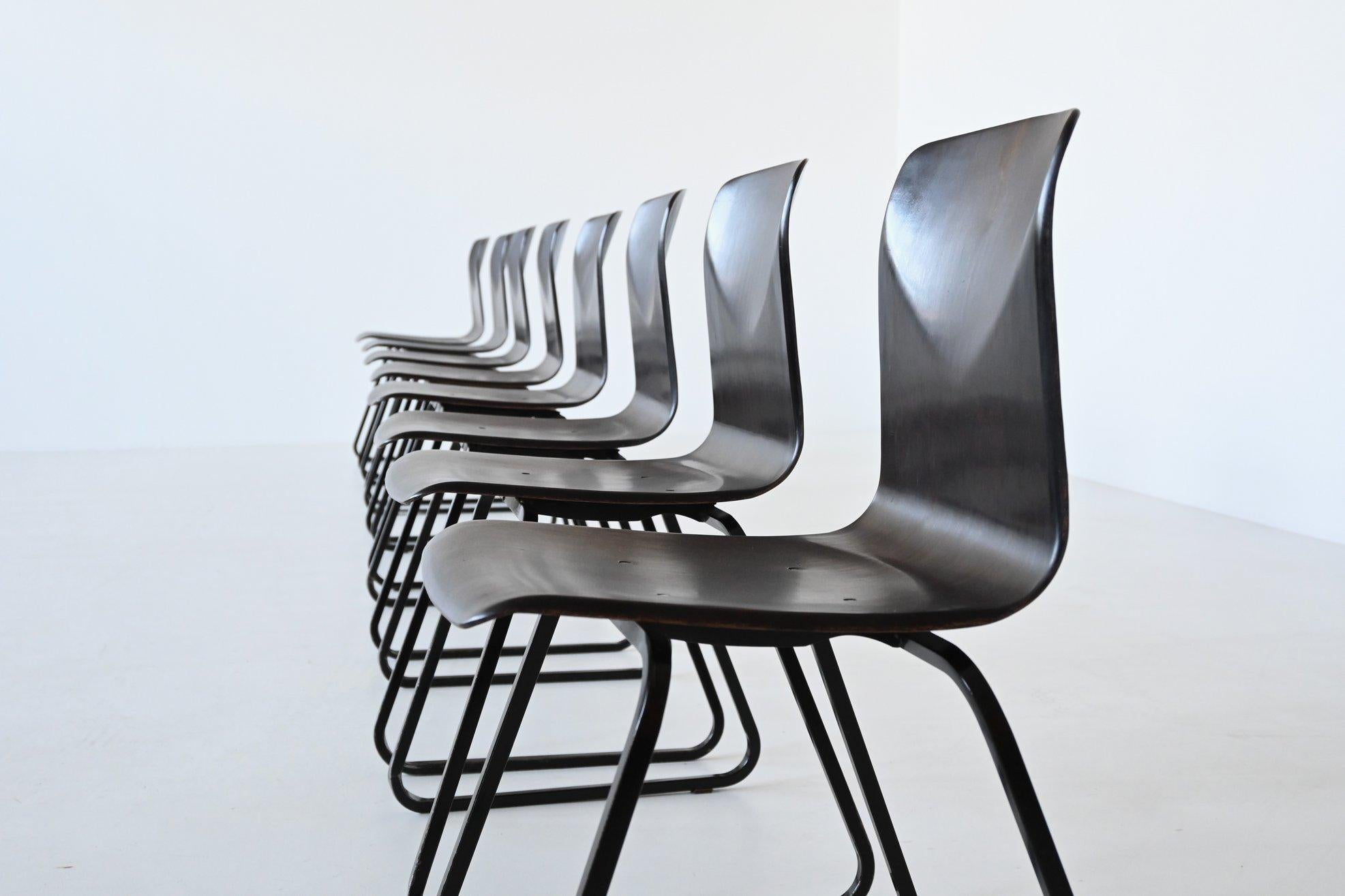 Late 20th Century Elmar Flototto model S23 stacking chairs Pagholz Germany 1970 For Sale