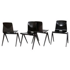 Elmar Flötotto Thur-Op-Seat Ebony Molded Wood & Metal Dining Chairs ~ set of 4