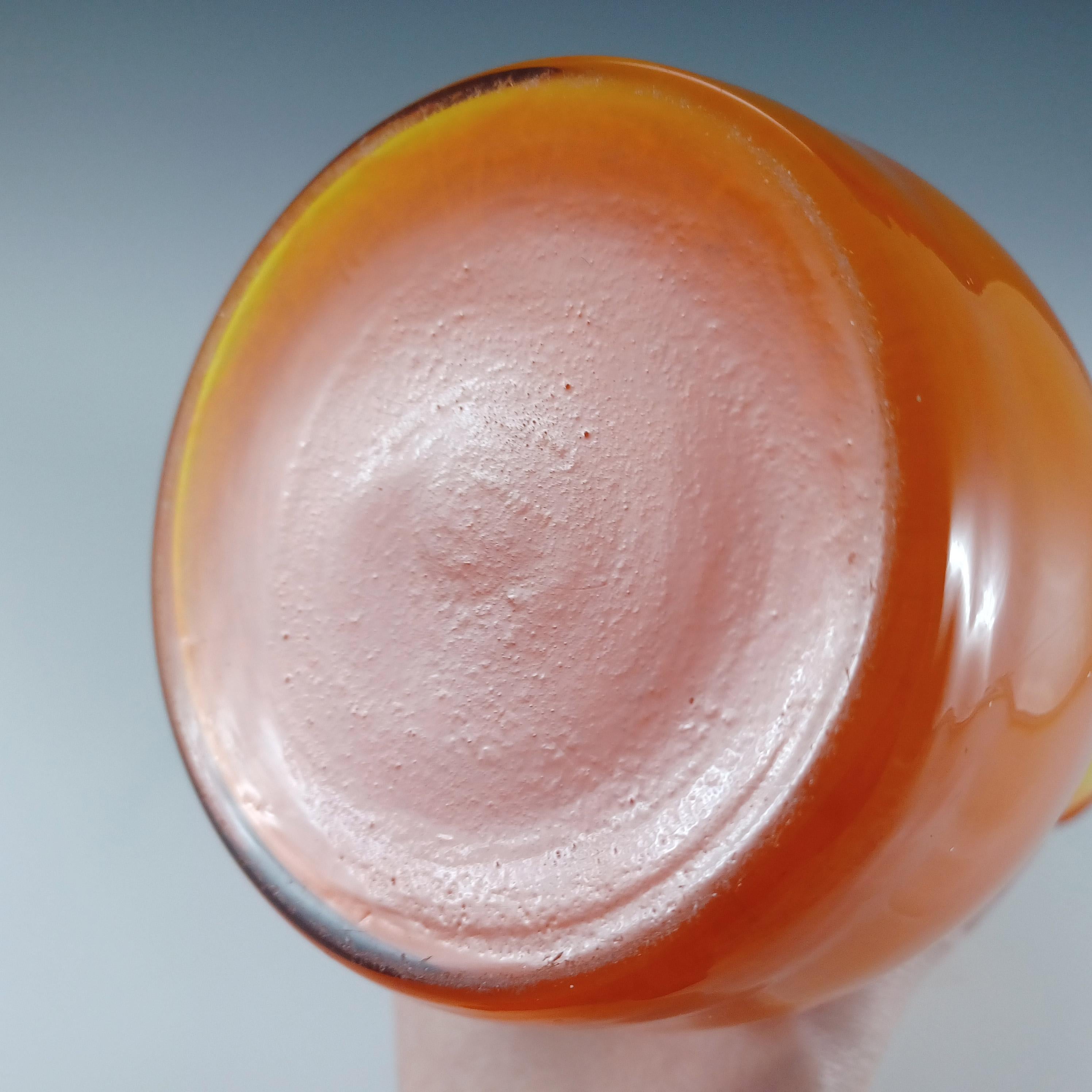 Vetro Elme 1970 Scandinavian Orange Cased Glass Peacock Vase in vendita