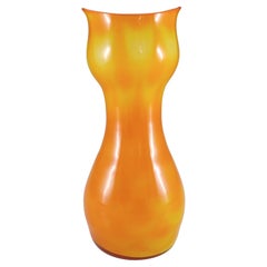 Elme 1970's Scandinavian Orange Cased Glass Peacock Vase