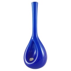Elme Scandinavian Blue Cased Glass 'Dimpled" Vase by Gunnar Ander