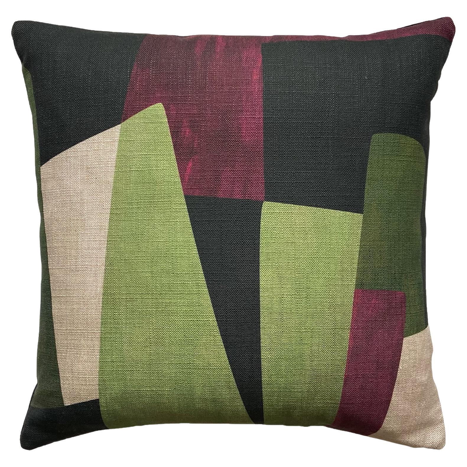 Elmer Abstract Geometric Linen Cushion For Sale